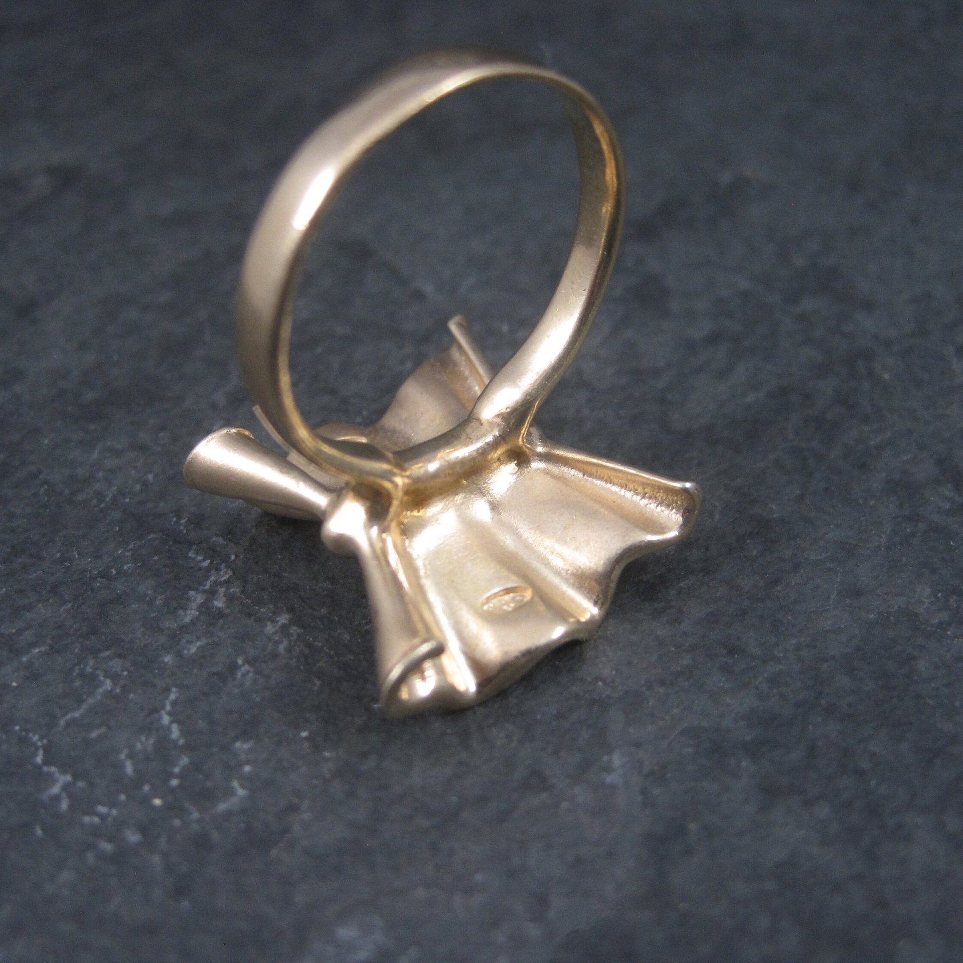Vintage 18K Vermeil Sterling Textured Bow Ring Charles Garnier Size 8