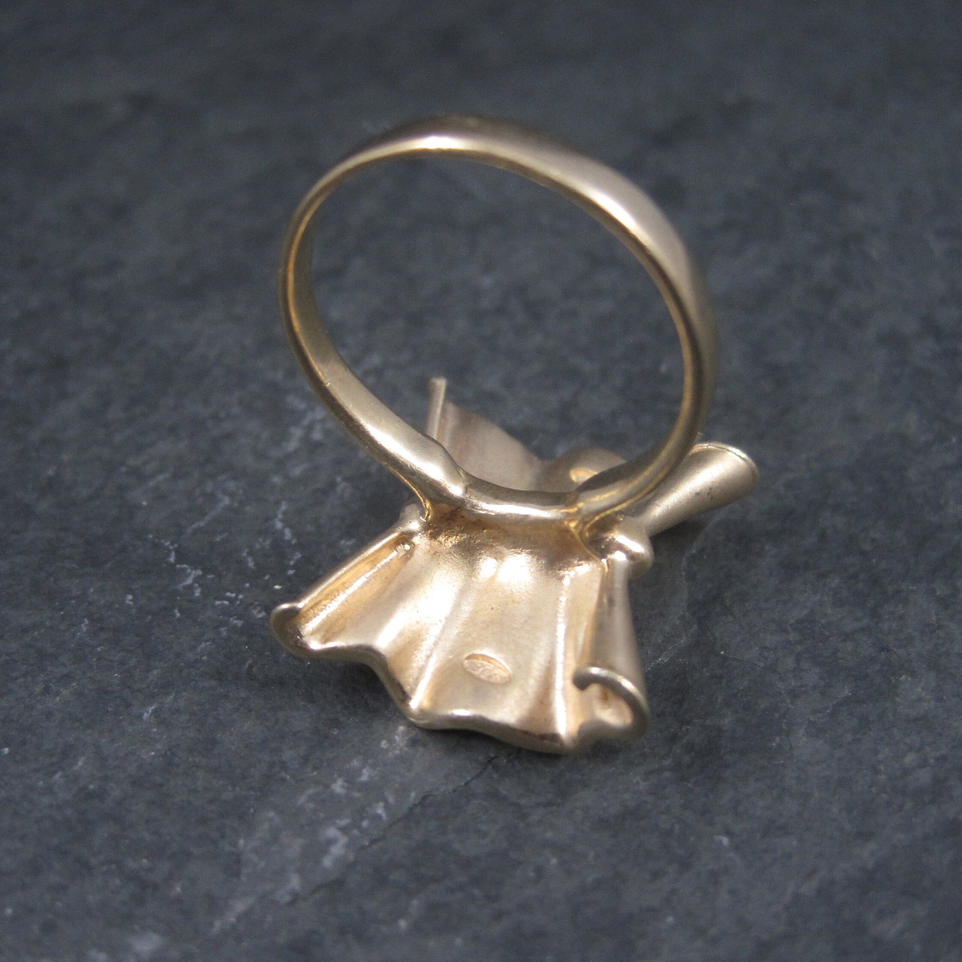 Vintage 18K Vermeil Sterling Textured Bow Ring Charles Garnier Size 8