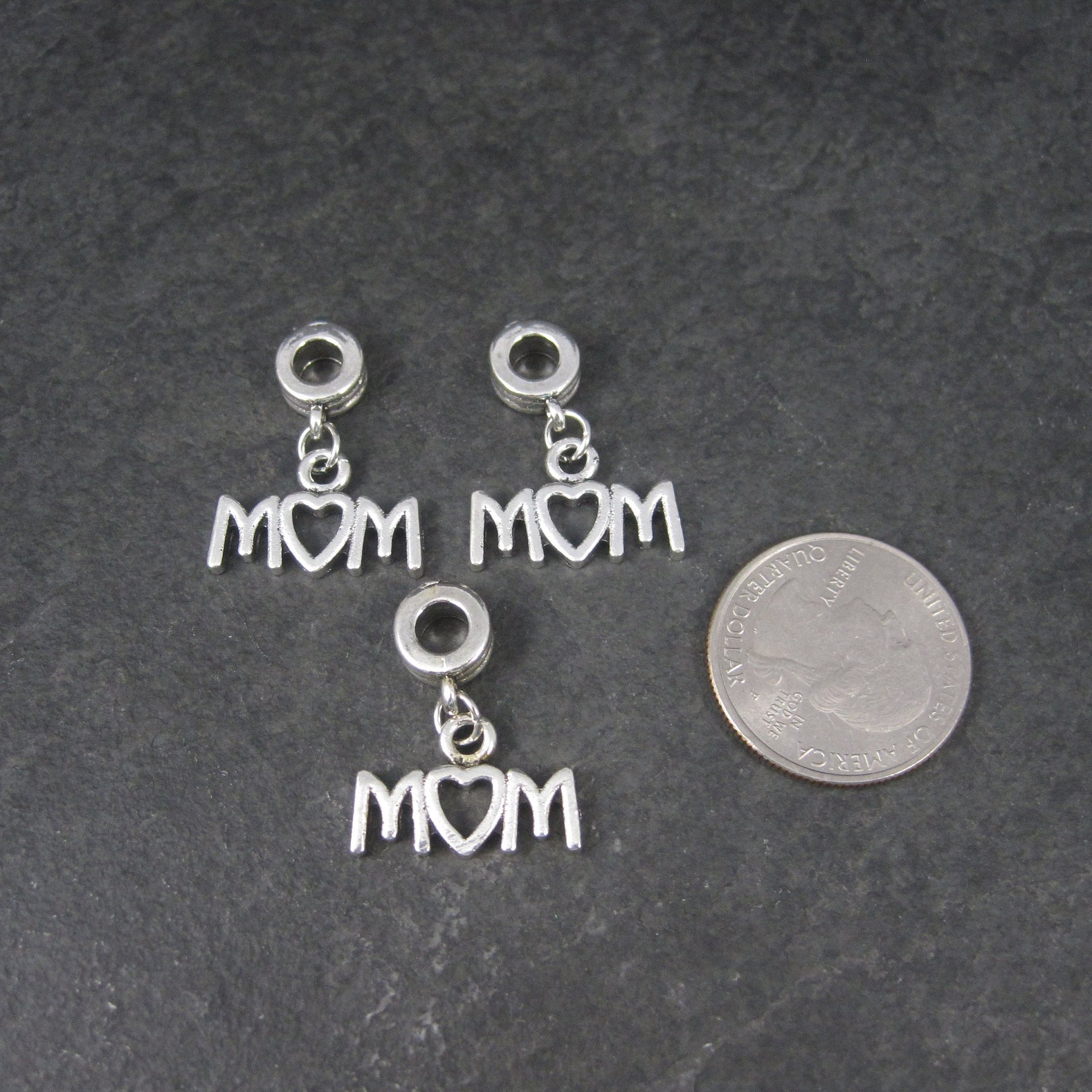 Lot of 3 European Style Mom Bracelet Charms Jewelry Making Supplies