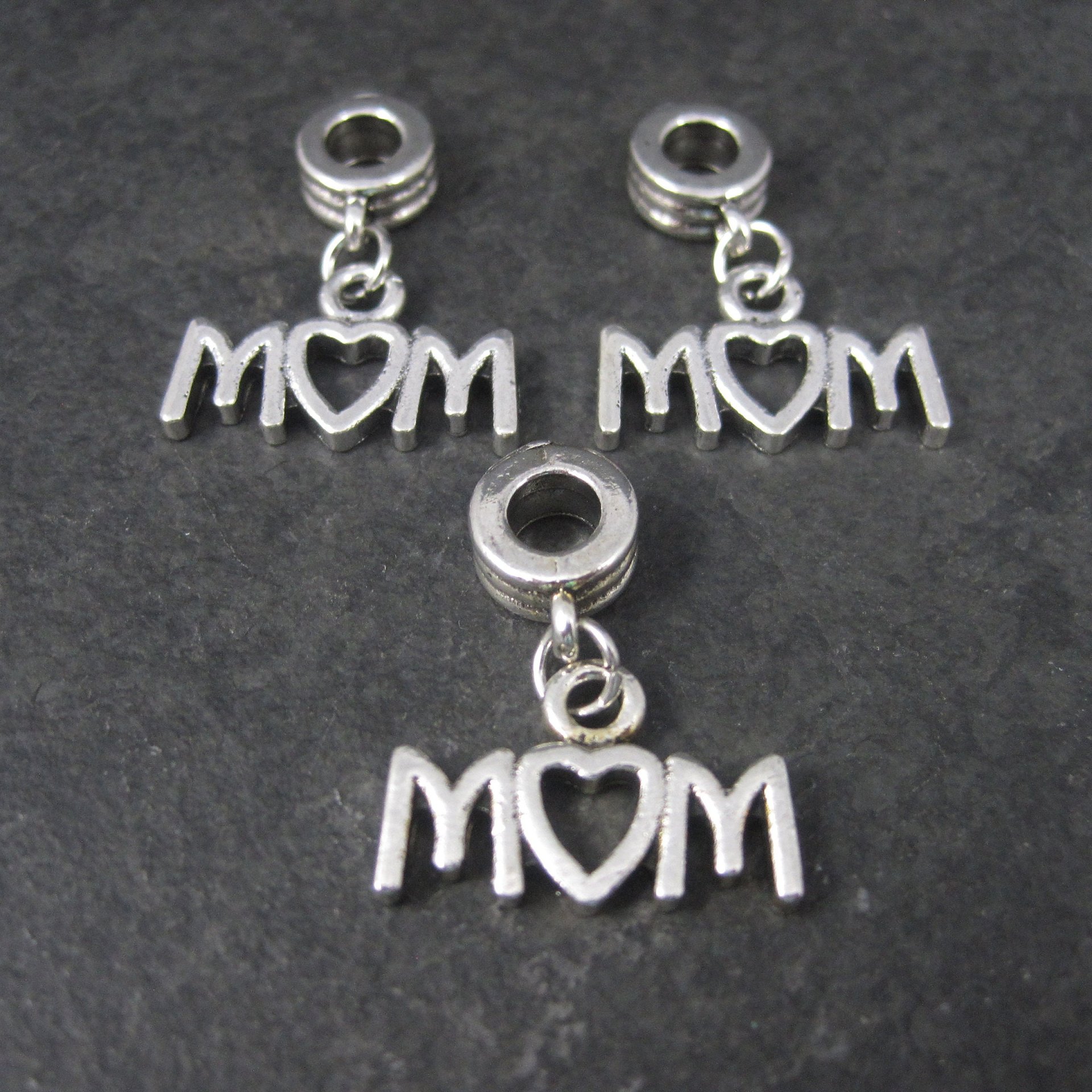 Lot of 3 European Style Mom Bracelet Charms Jewelry Making Supplies