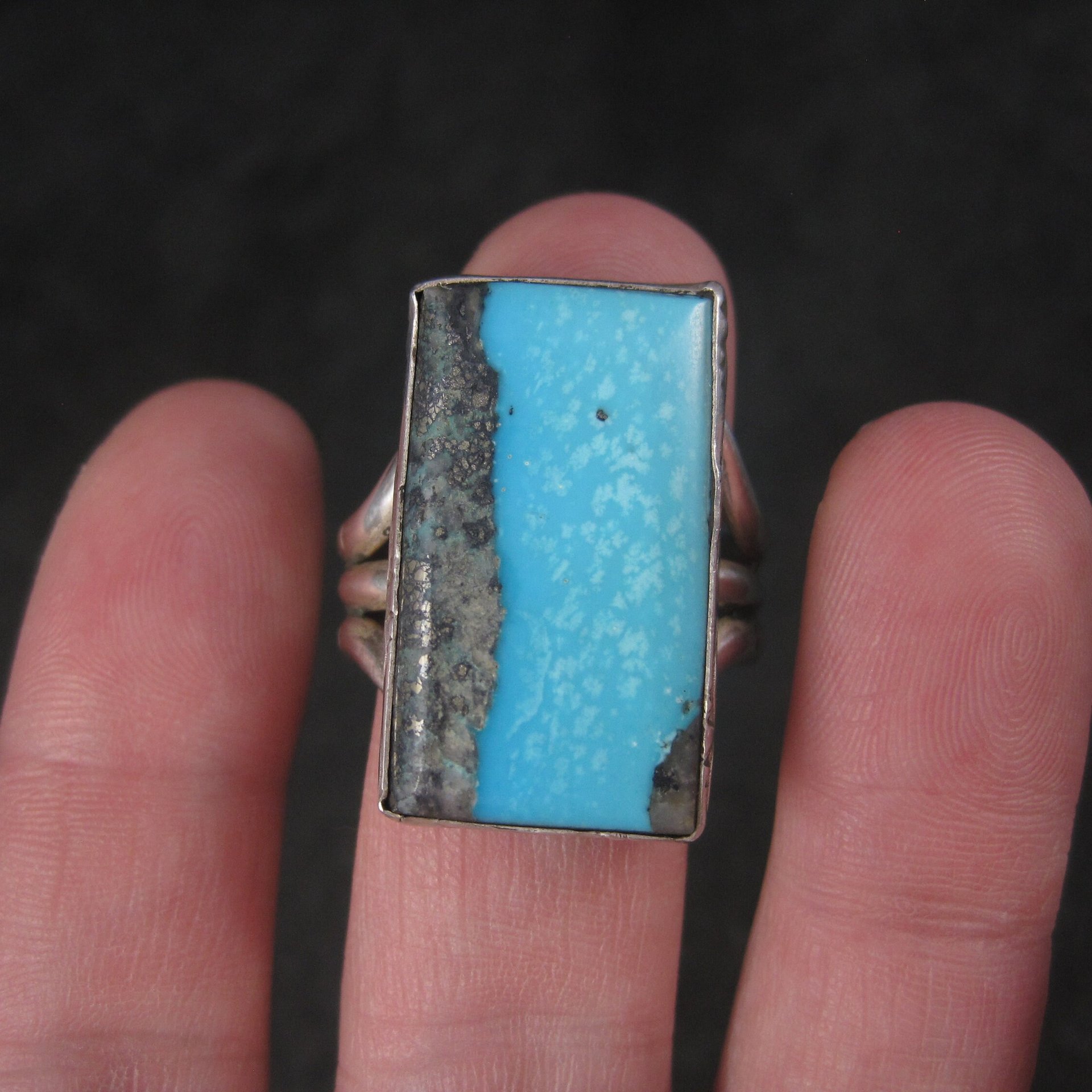 Large Vintage Southwestern Sterling Turquoise Ring Size 11