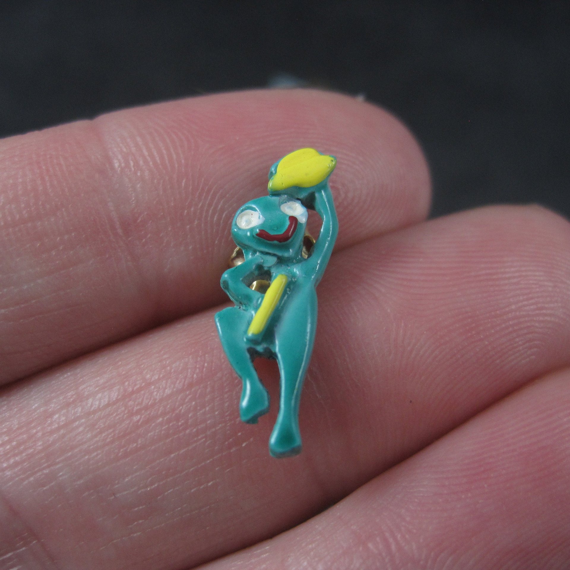 Vintage Gold Filled Enamel Dancing Frog Earrings