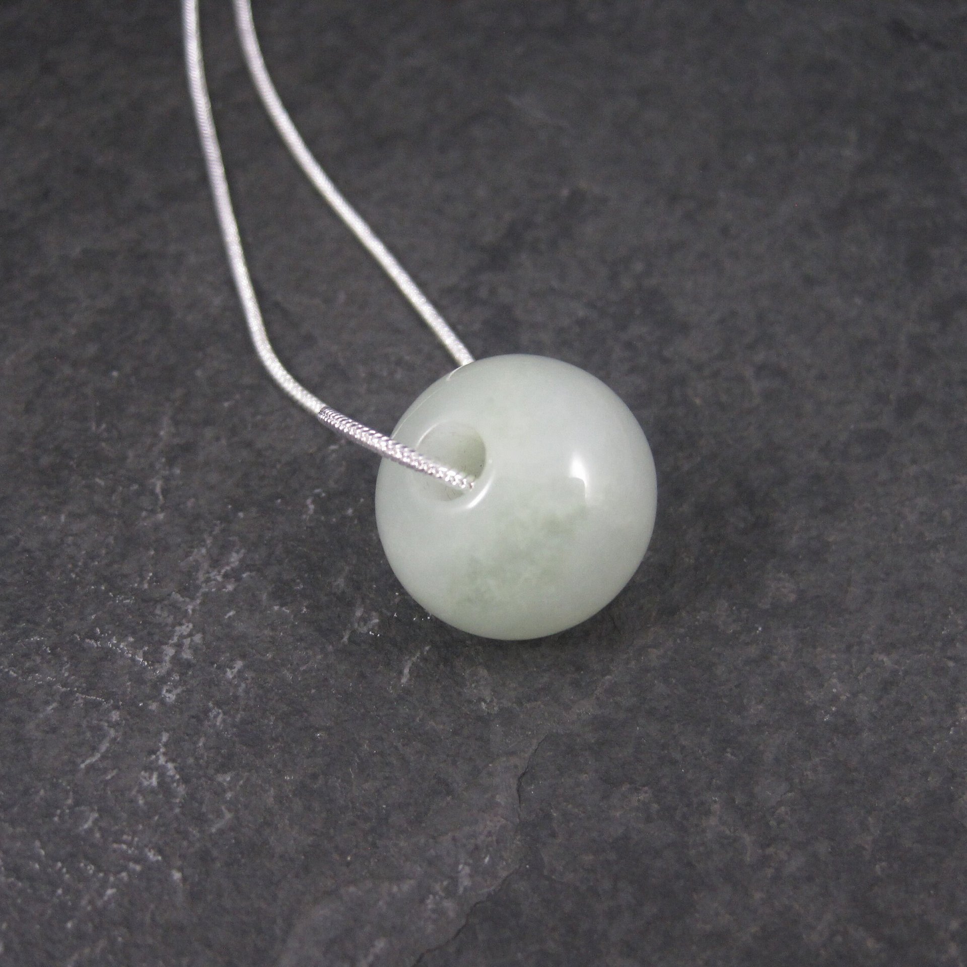 Estate Jade Bead Pendant Necklace