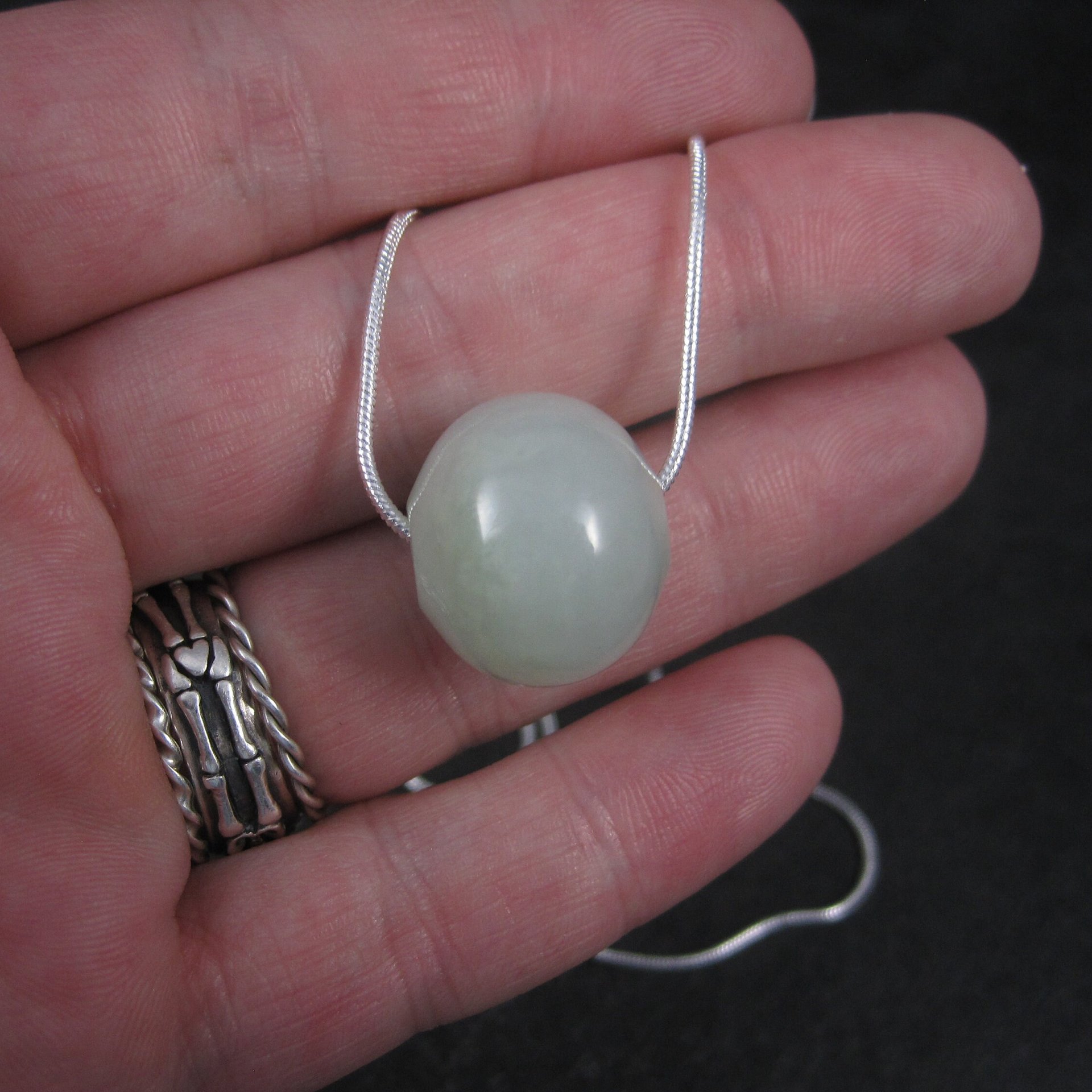 Estate Jade Bead Pendant Necklace