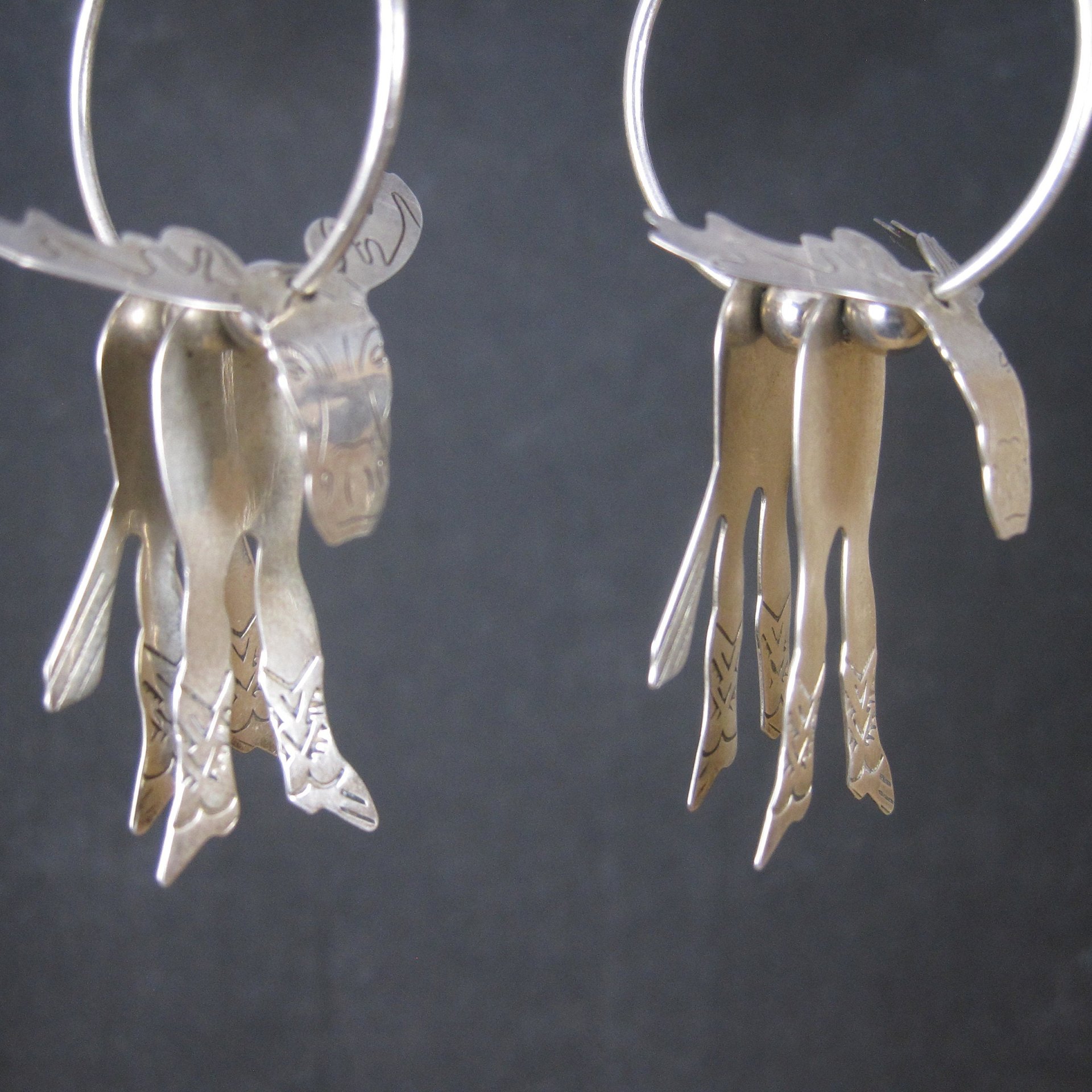 Vintage Moose Hoop Earrings | Southwestern Sterling Silver Estate Jewelry