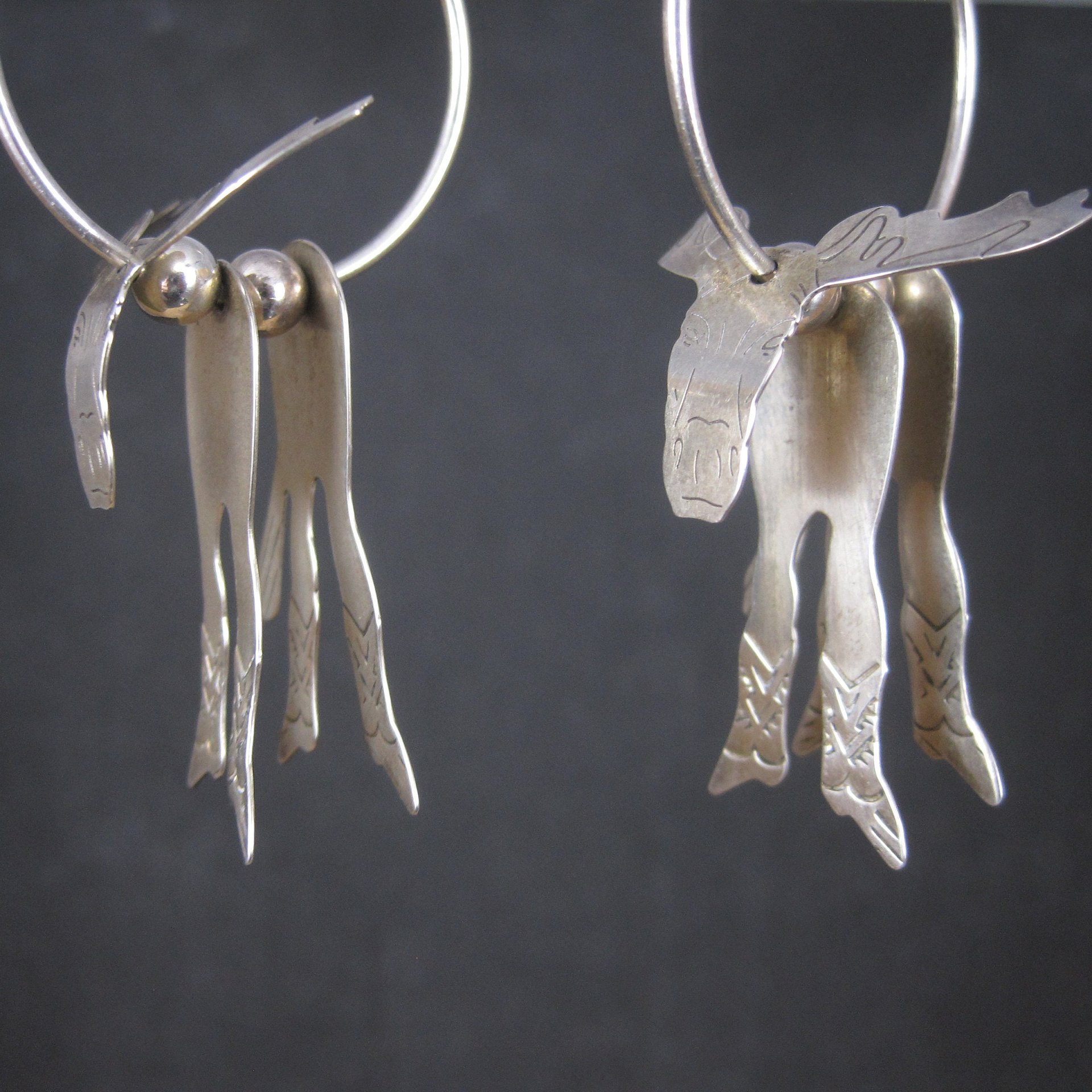 Vintage Moose Hoop Earrings | Southwestern Sterling Silver Estate Jewelry
