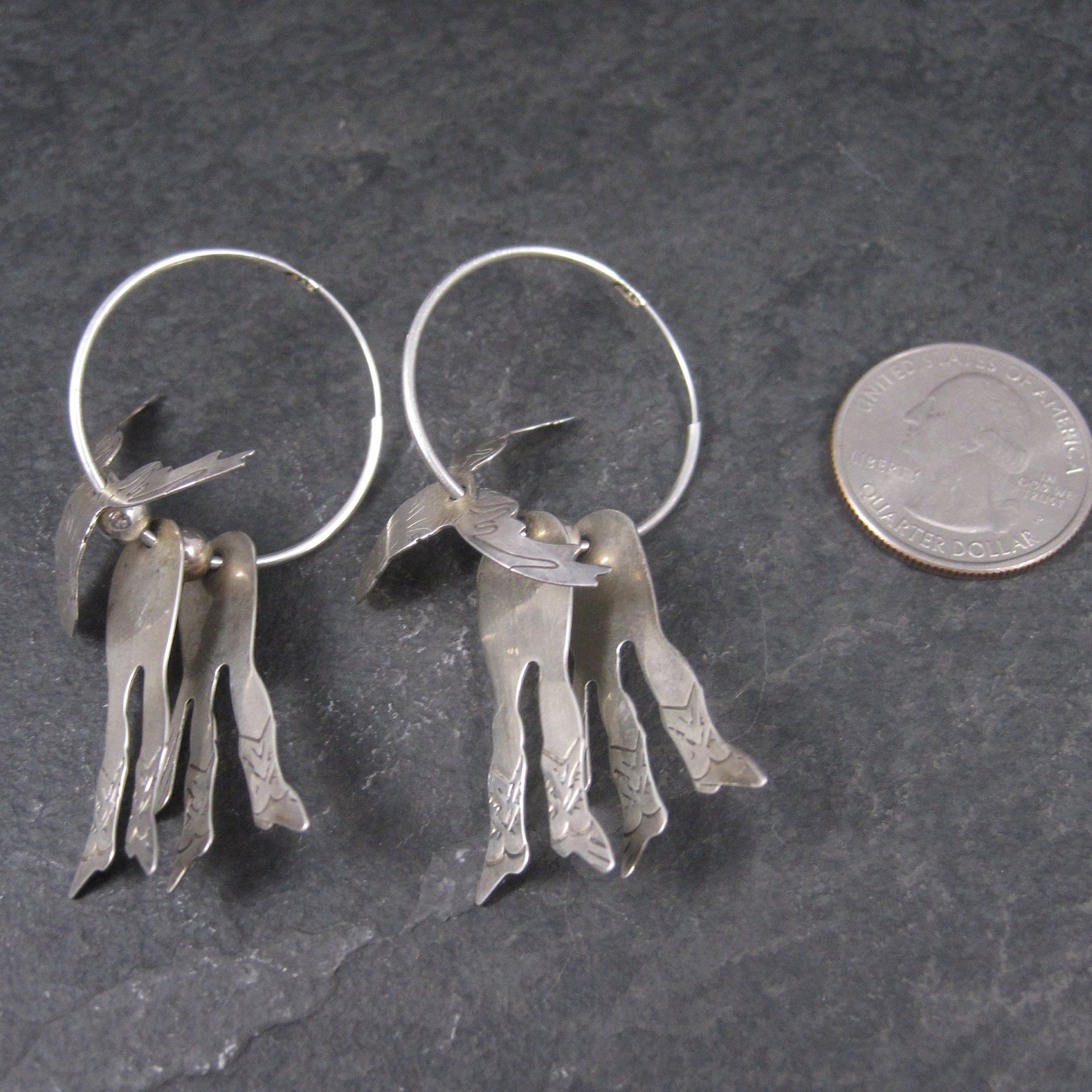 Vintage Moose Hoop Earrings | Southwestern Sterling Silver Estate Jewelry