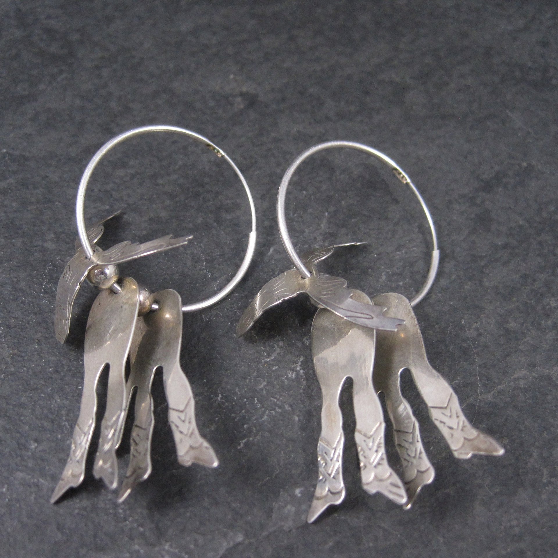 Vintage Moose Hoop Earrings | Southwestern Sterling Silver Estate Jewelry