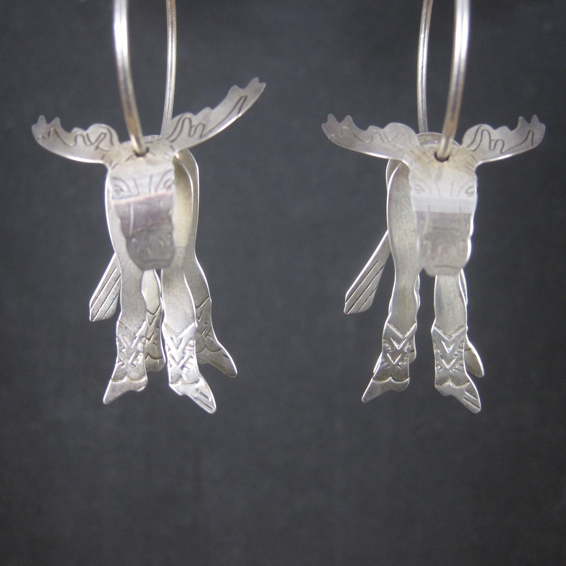 Vintage Moose Hoop Earrings | Southwestern Sterling Silver Estate Jewelry