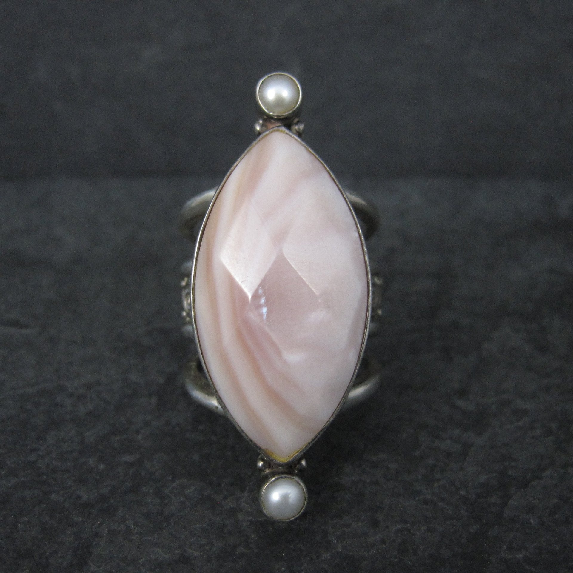 Estate Sajen Sterling Pink Mother of Pearl Ring Size 7