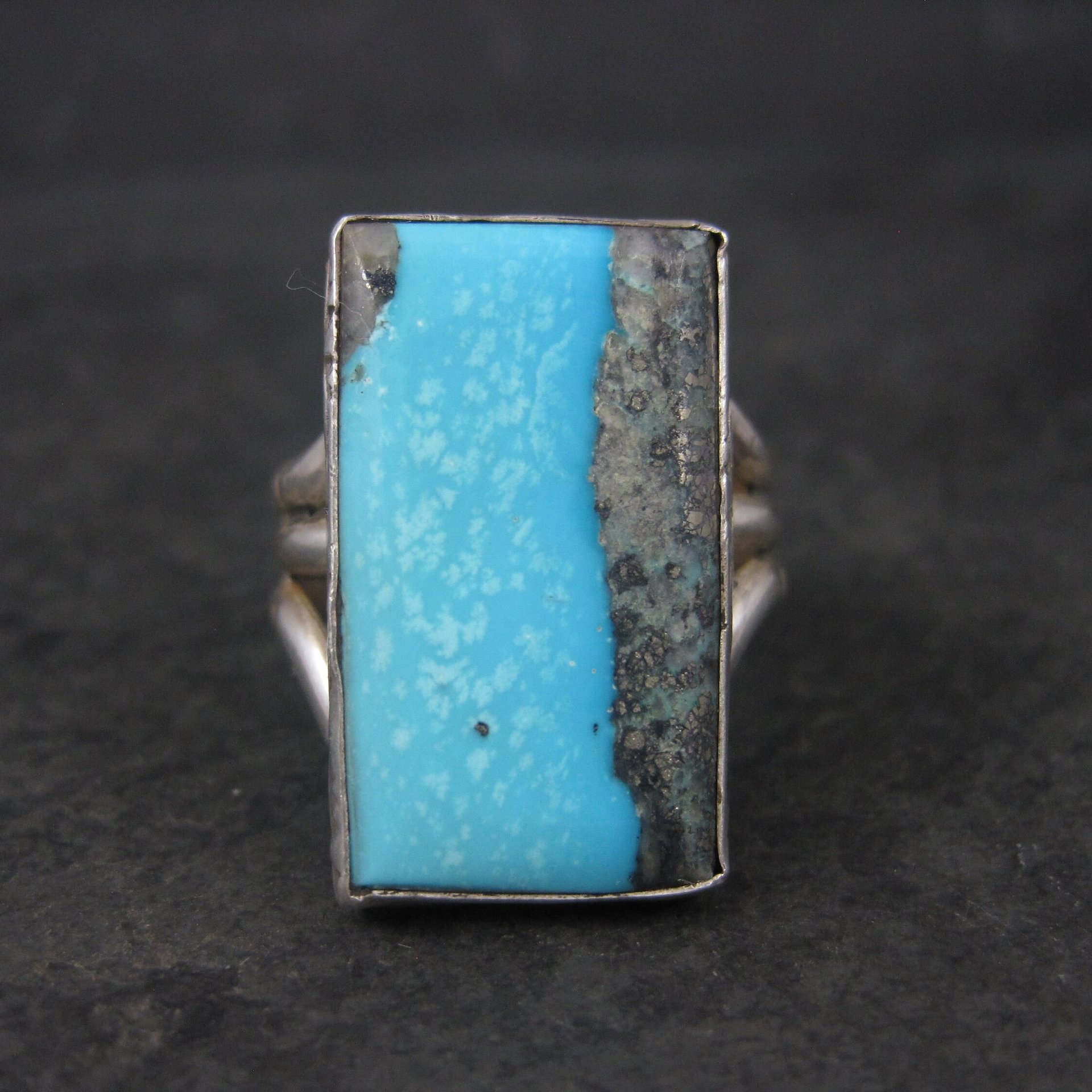 Large Vintage Southwestern Sterling Turquoise Ring Size 11