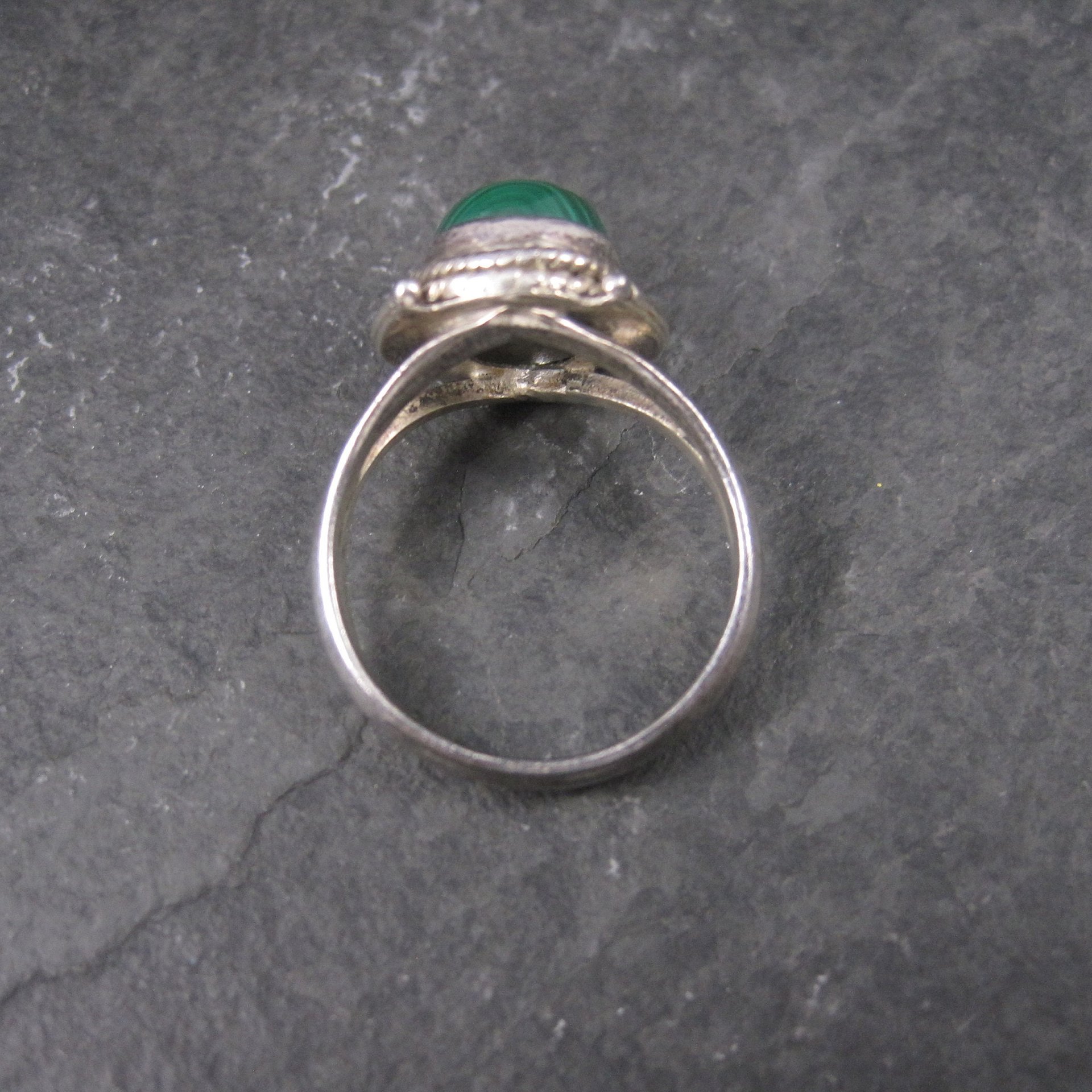 Vintage Sterling Malachite Ring Size 8