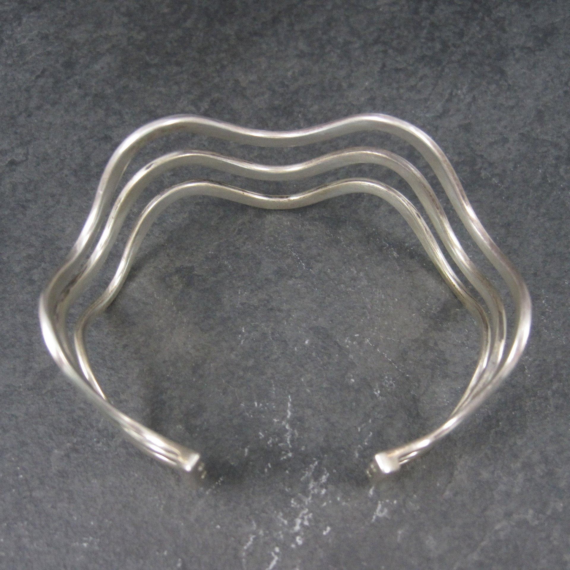 Vintage Sterling Wave Cuff Bracelet 7 Inches