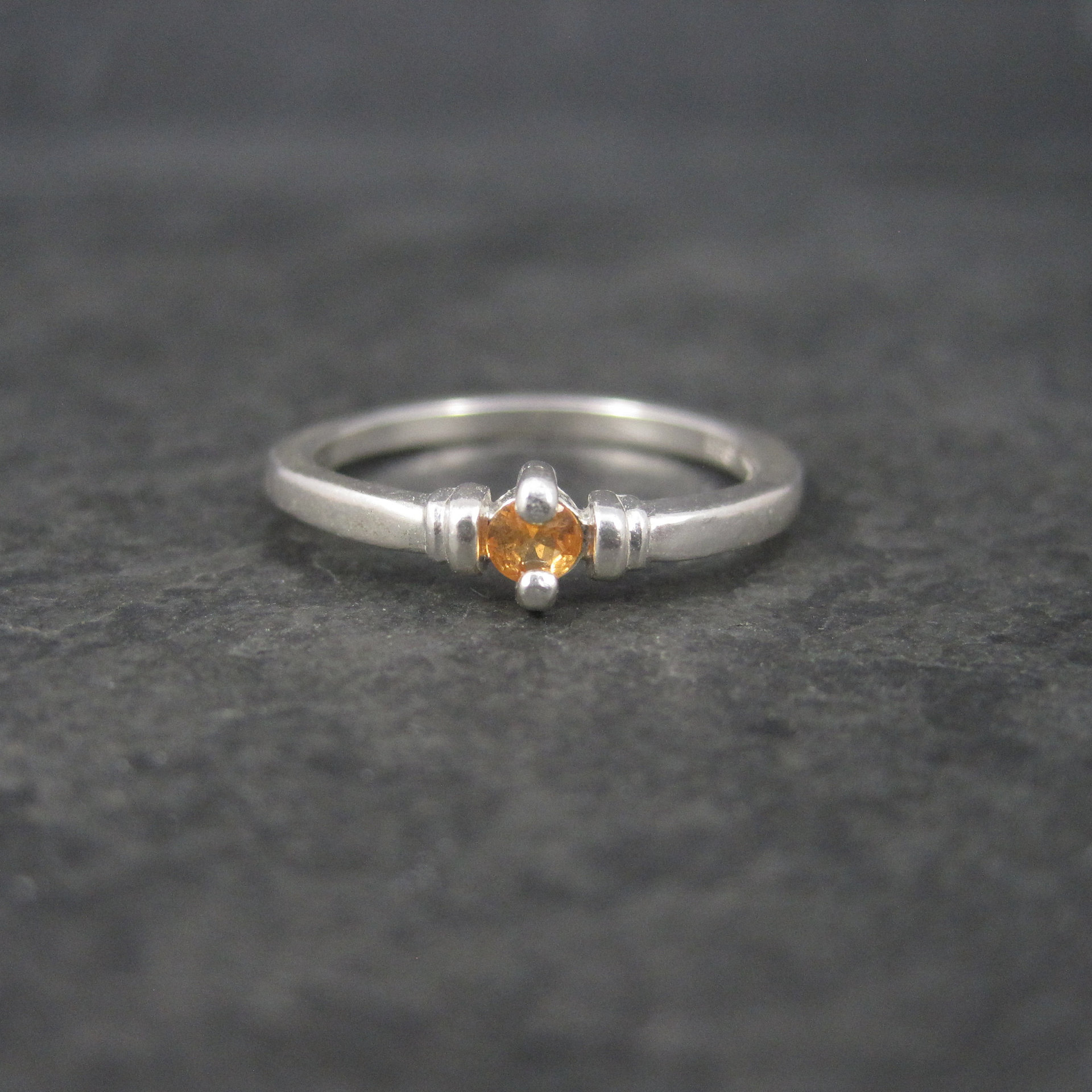 Dainty Vintage Sterling Orange Sapphire Ring Size 6.5