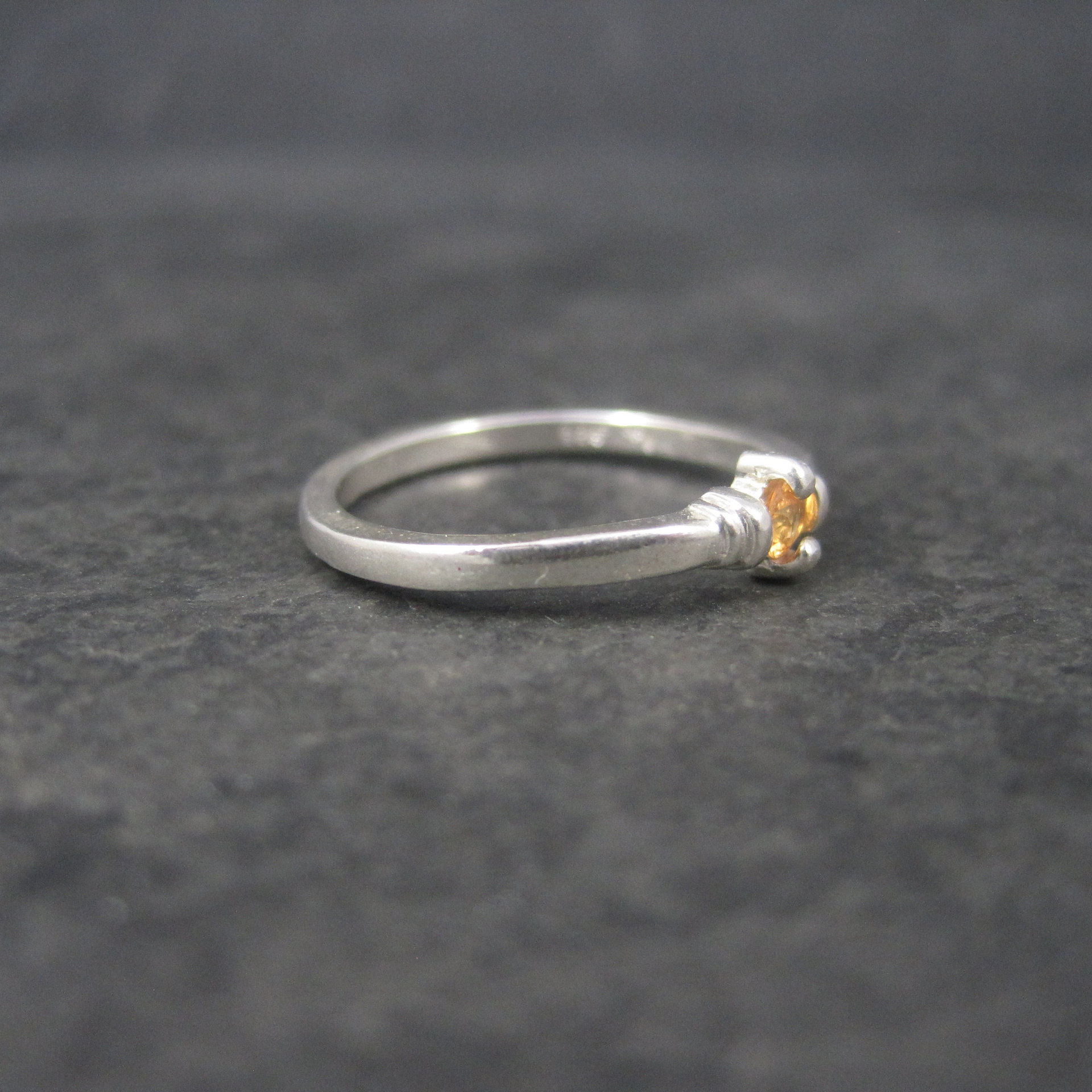 Dainty Vintage Sterling Orange Sapphire Ring Size 6.5