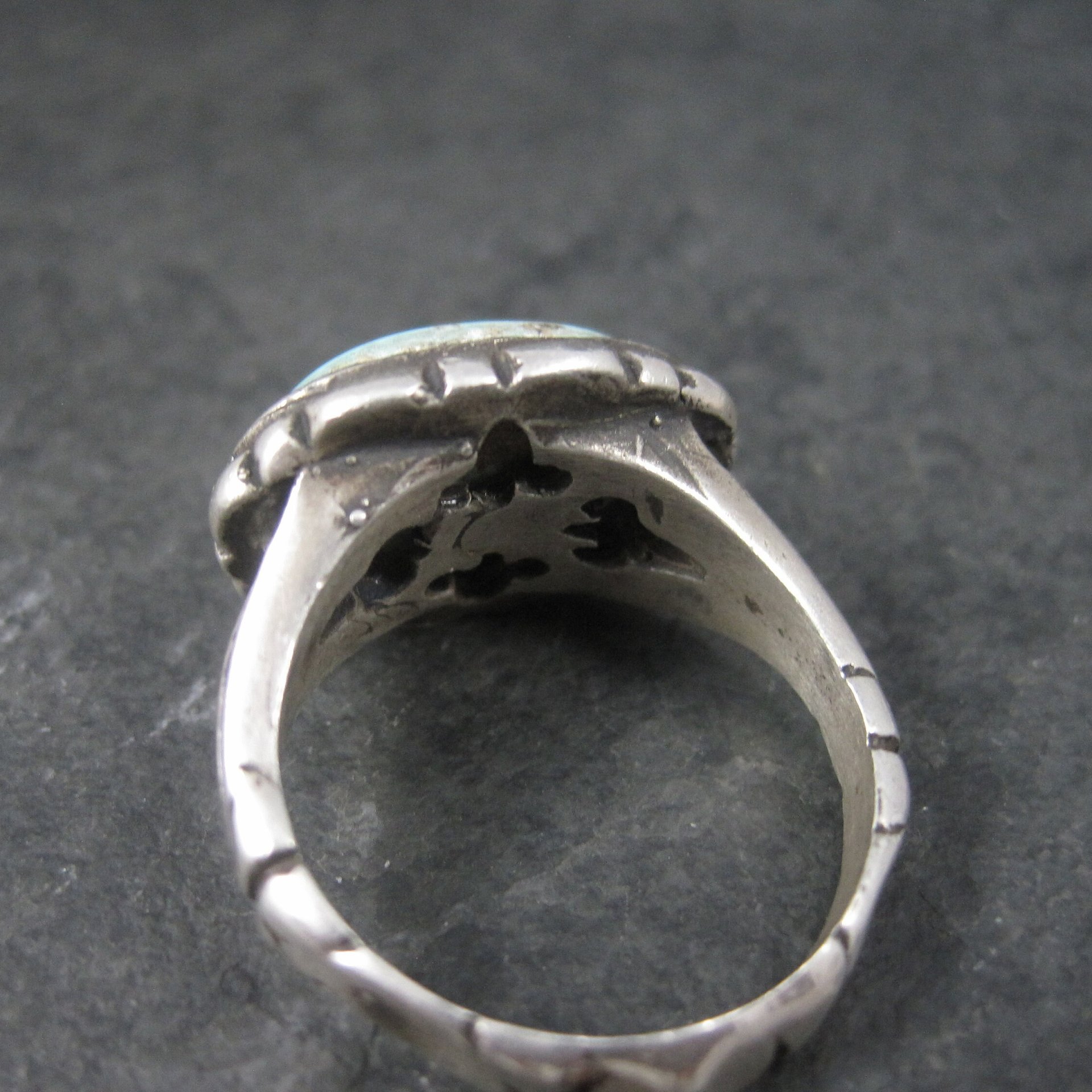 Antique Turquoise Ring Size 9.75 Vintage Sterling Silver