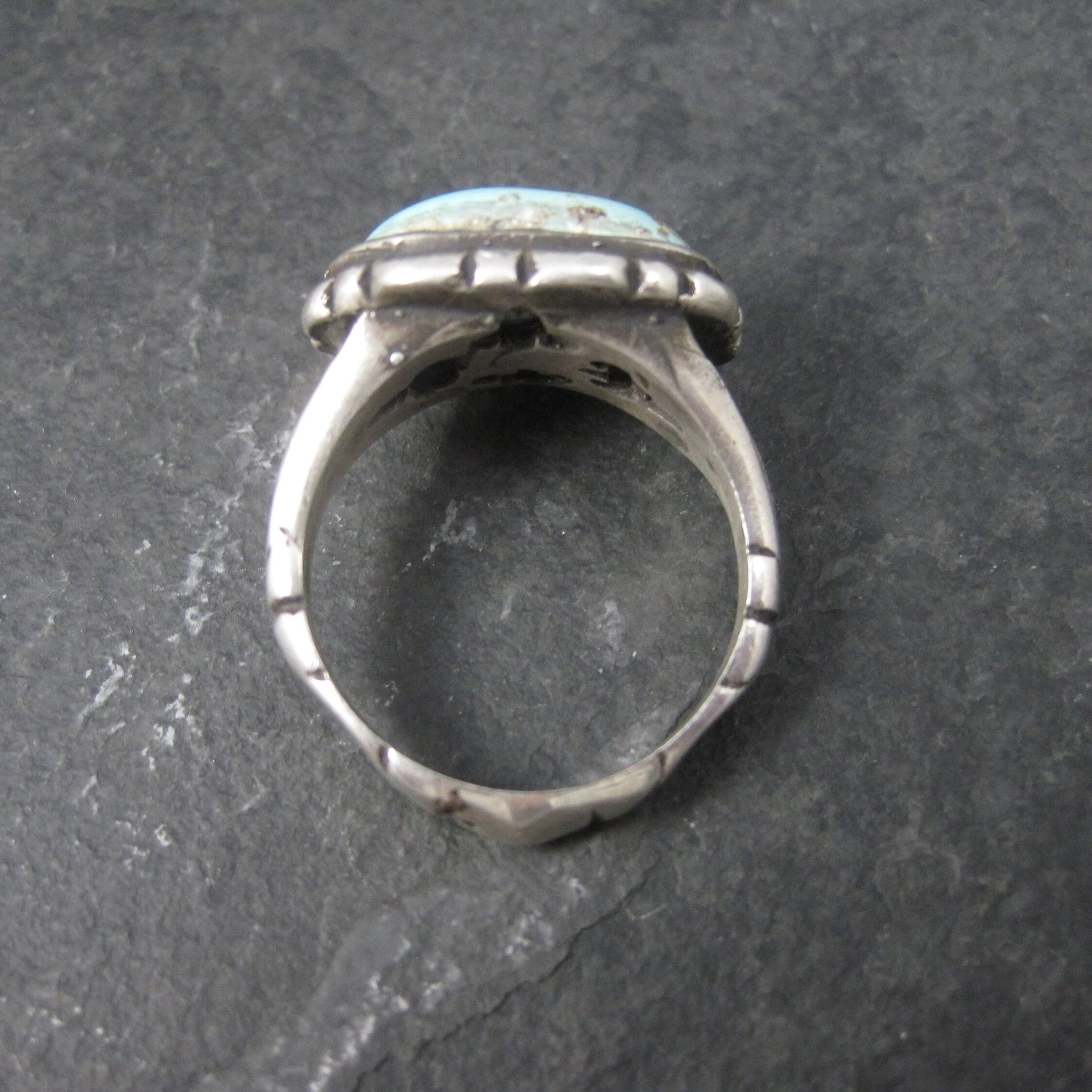 Antique Turquoise Ring Size 9.75 Vintage Sterling Silver