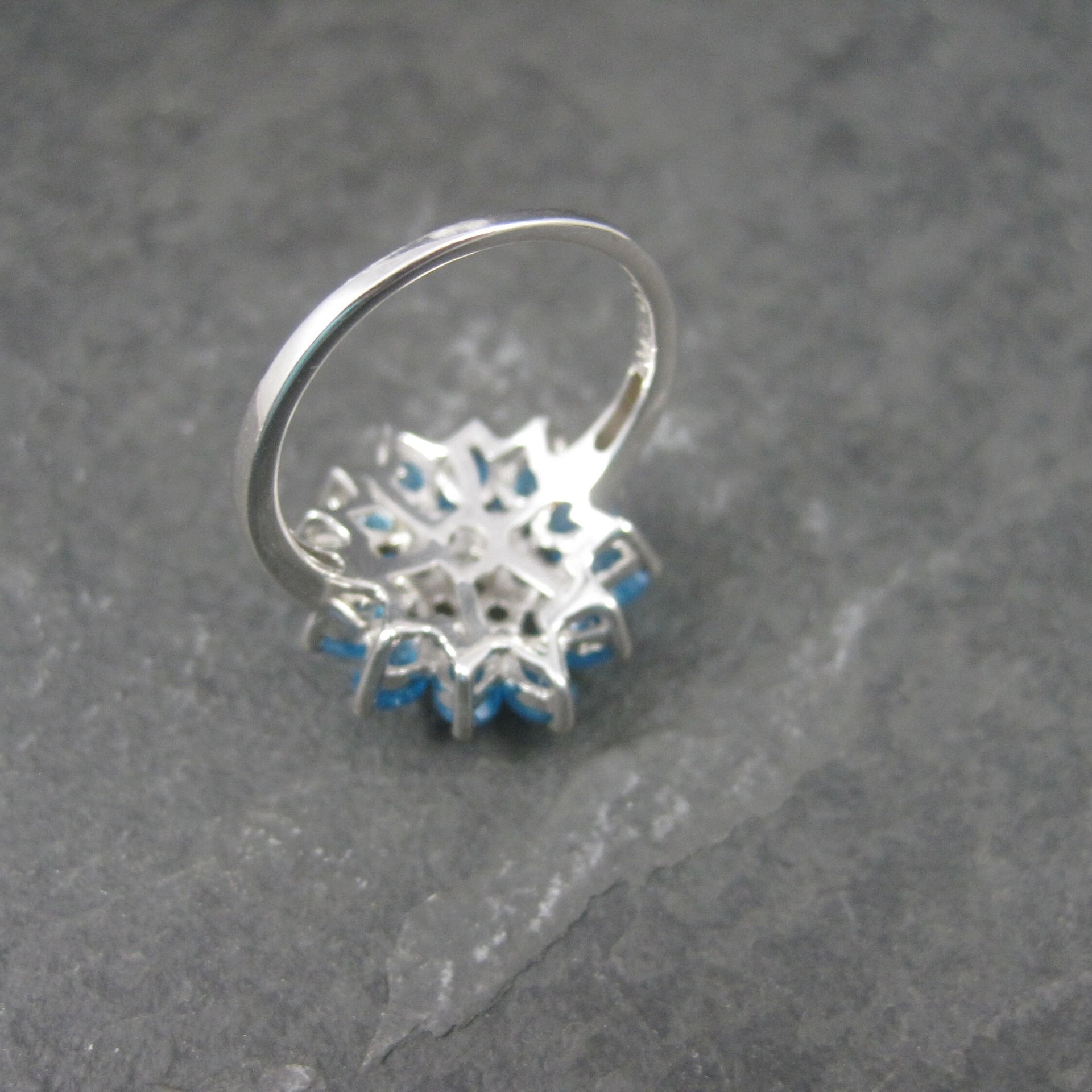 Vintage Topaz Flower Ring Size 7 Sterling
