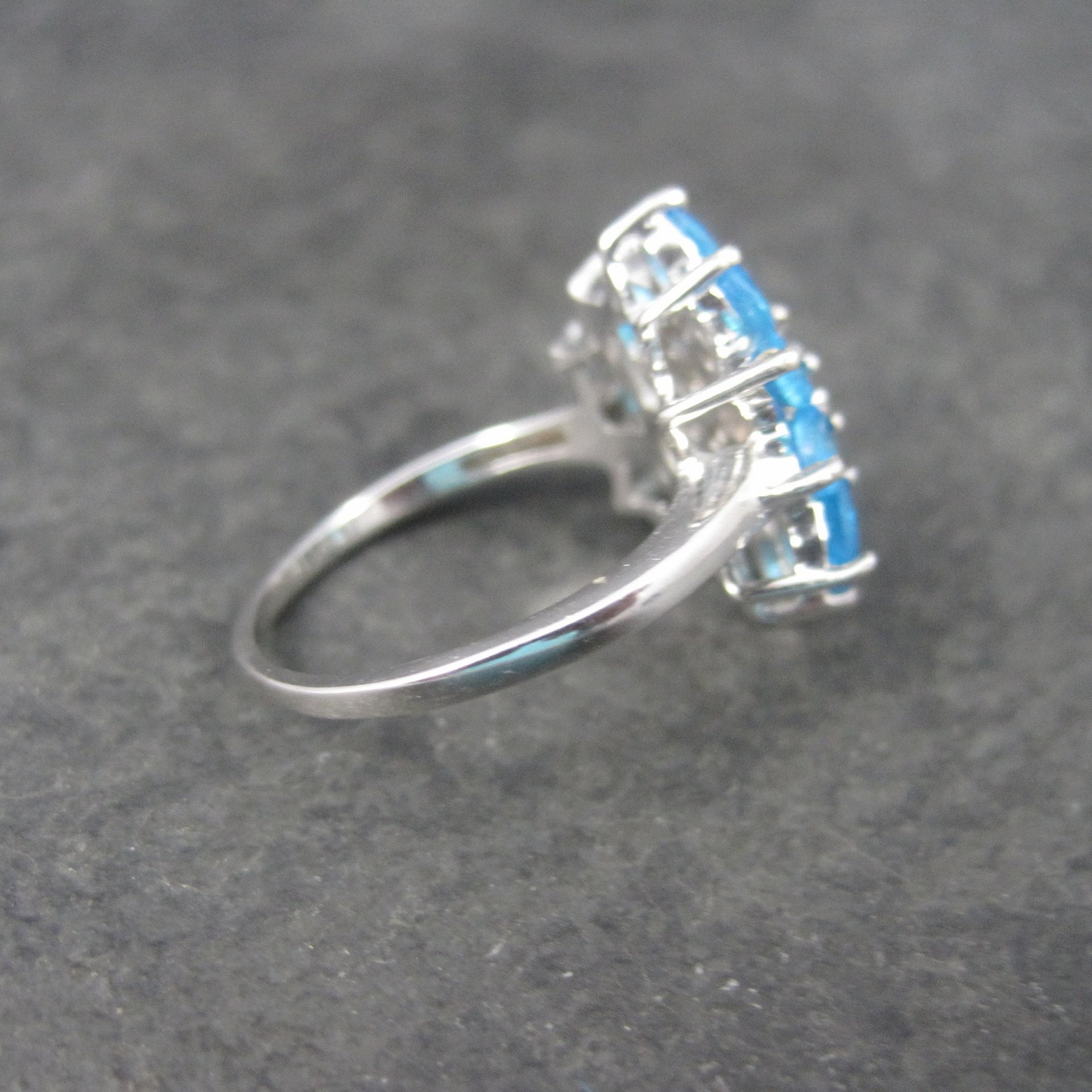 Vintage Topaz Flower Ring Size 7 Sterling