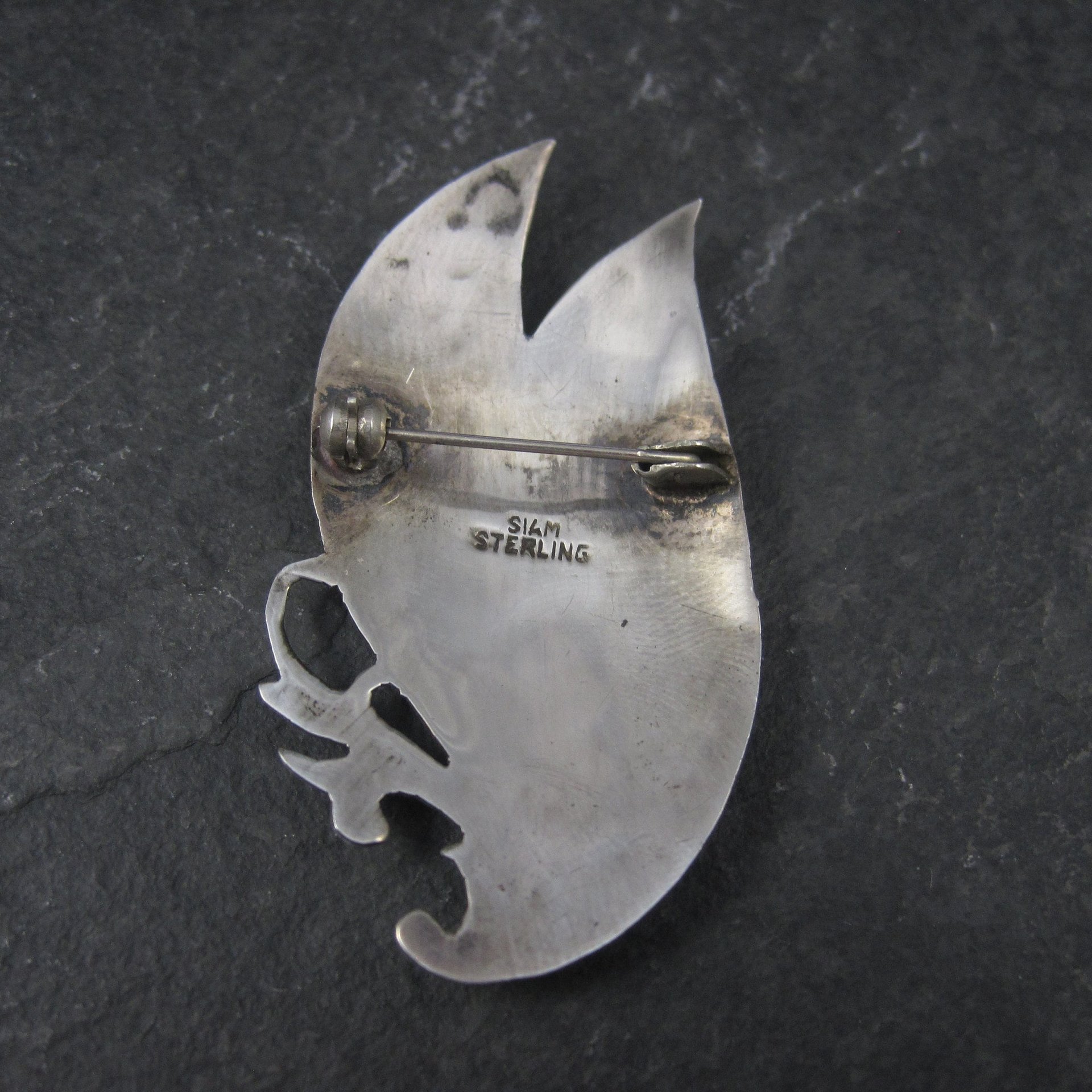 Vintage Siam Sterling Niello Goddess Brooch