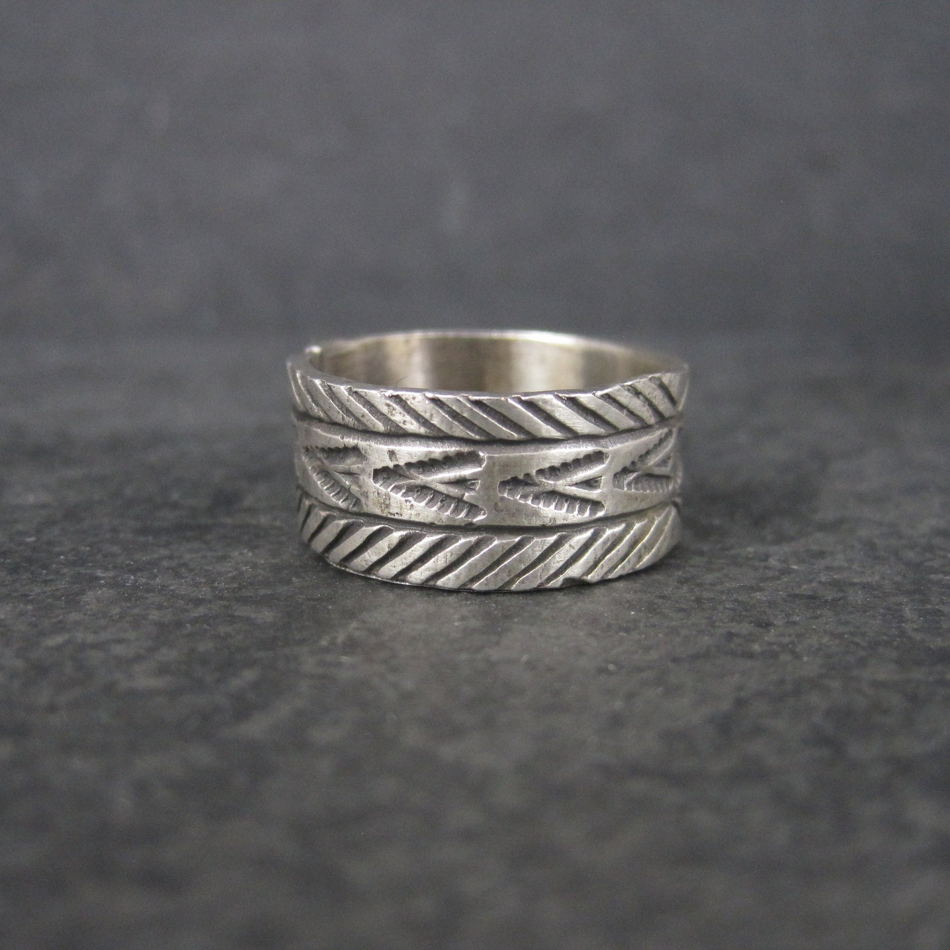 Wide Vintage Southwestern Sterling Band Ring Available in Sizes 8 and 10 Nathan Lovato