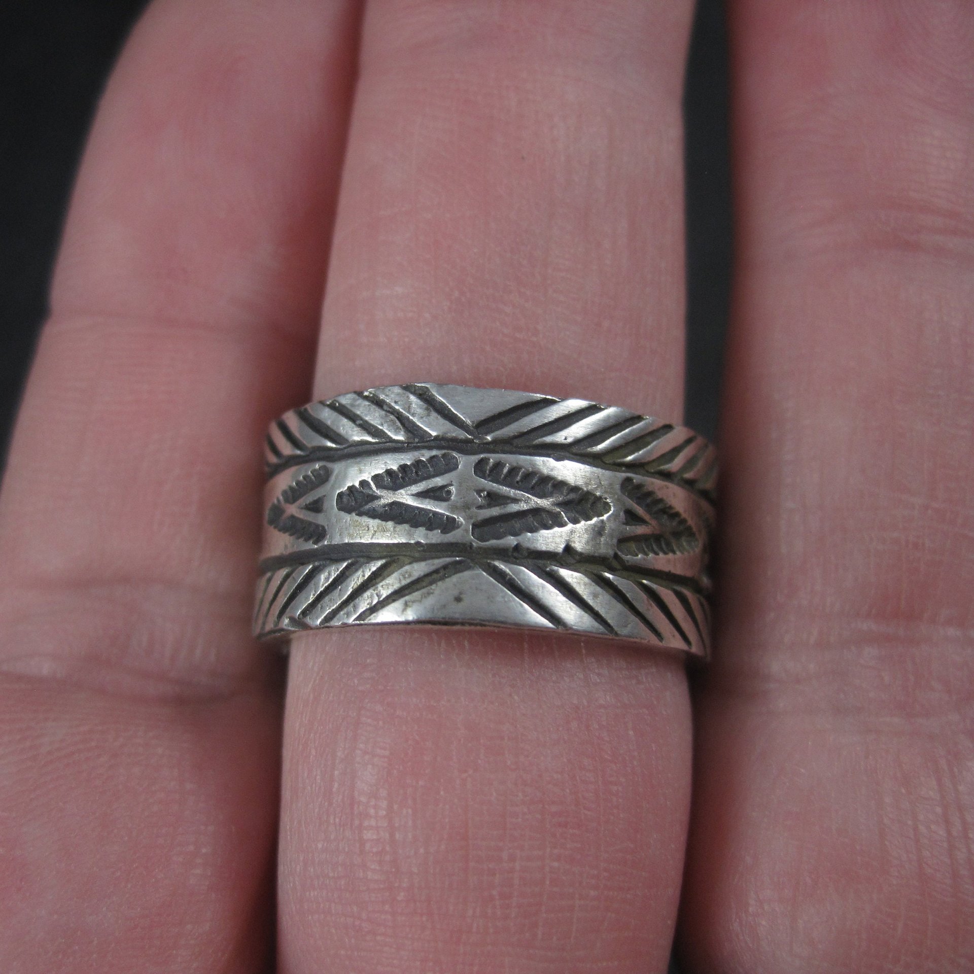 Wide Vintage Southwestern Sterling Band Ring Available in Sizes 8 and 10 Nathan Lovato