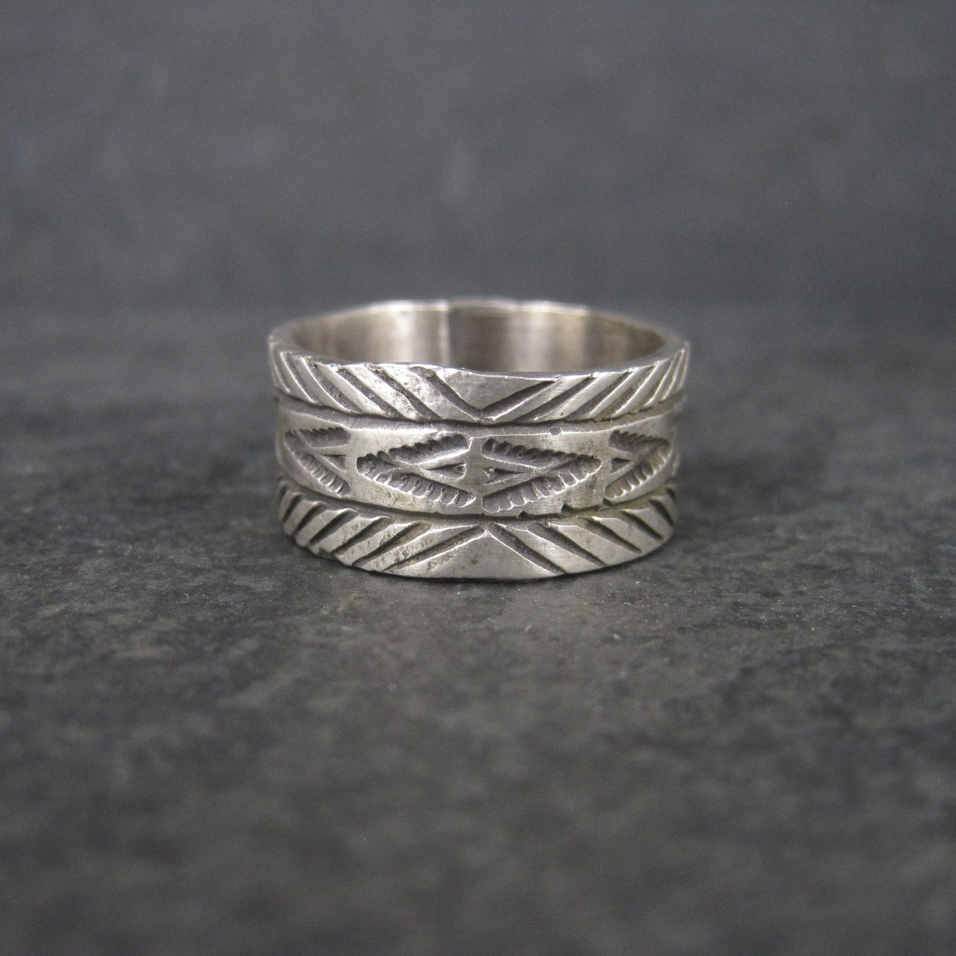 Wide Vintage Southwestern Sterling Band Ring Available in Sizes 8 and 10 Nathan Lovato