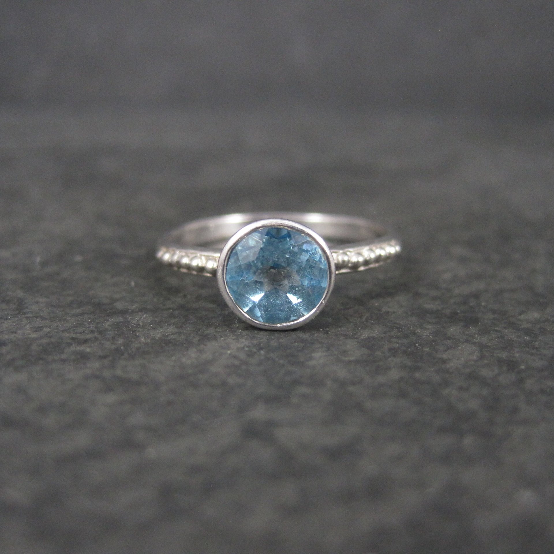 Simple Sterling Topaz Solitaire Ring Size 9 Clyde Duneier