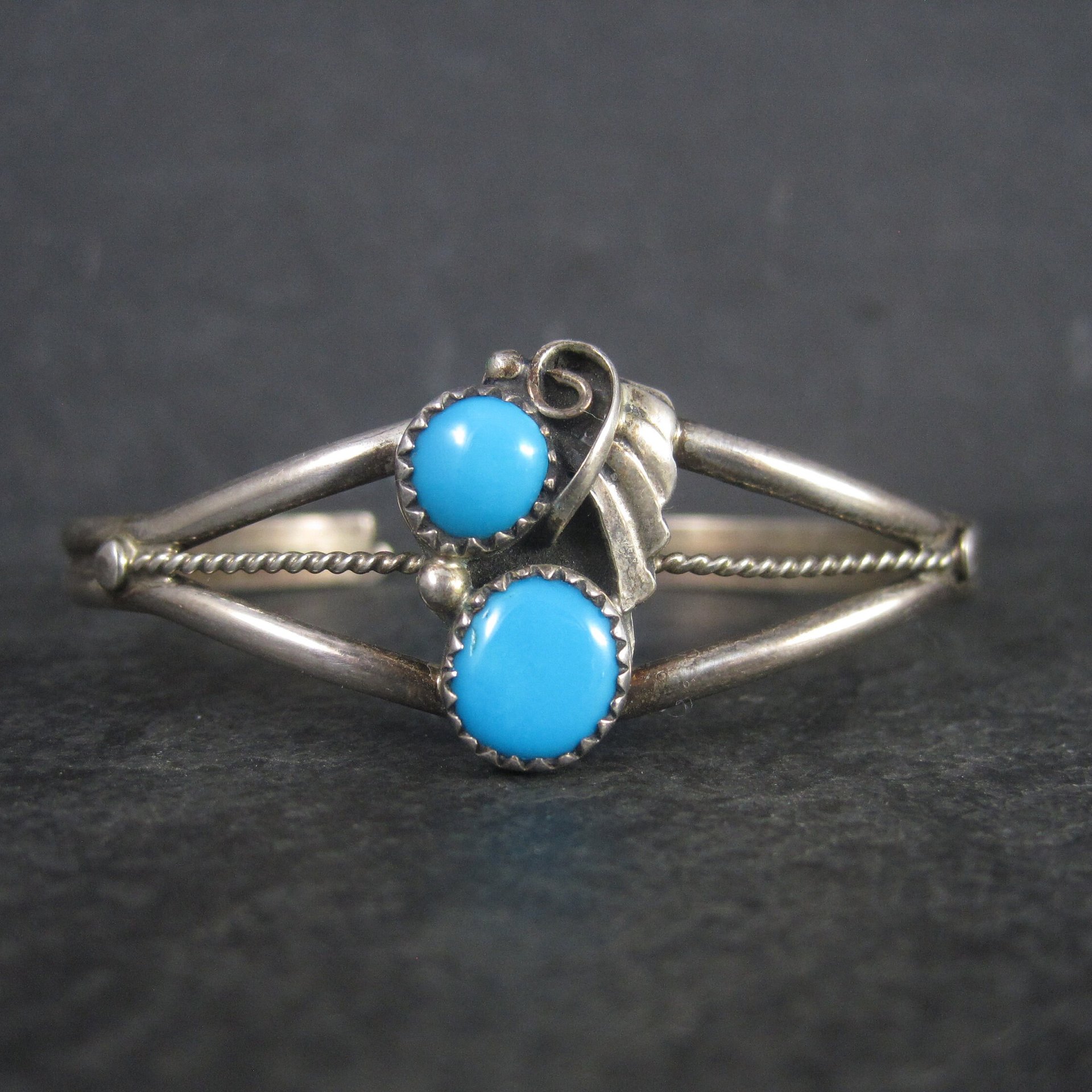 Dainty Vintage Southwestern Sterling Turquoise Cuff Bracelet 6 Inches