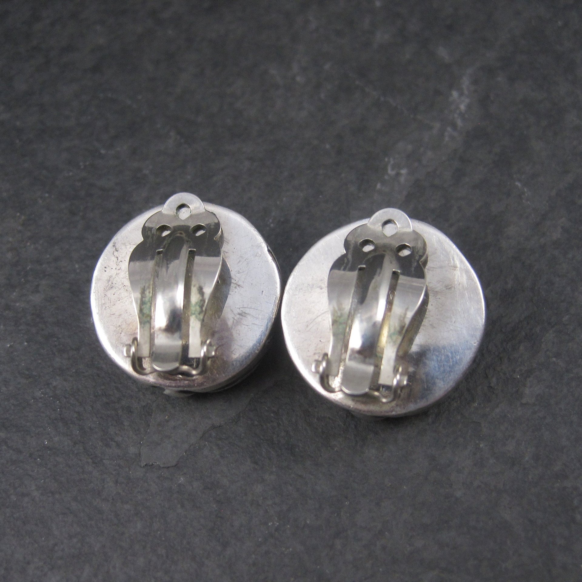 Estate Designer Sterling Clip On Earrings