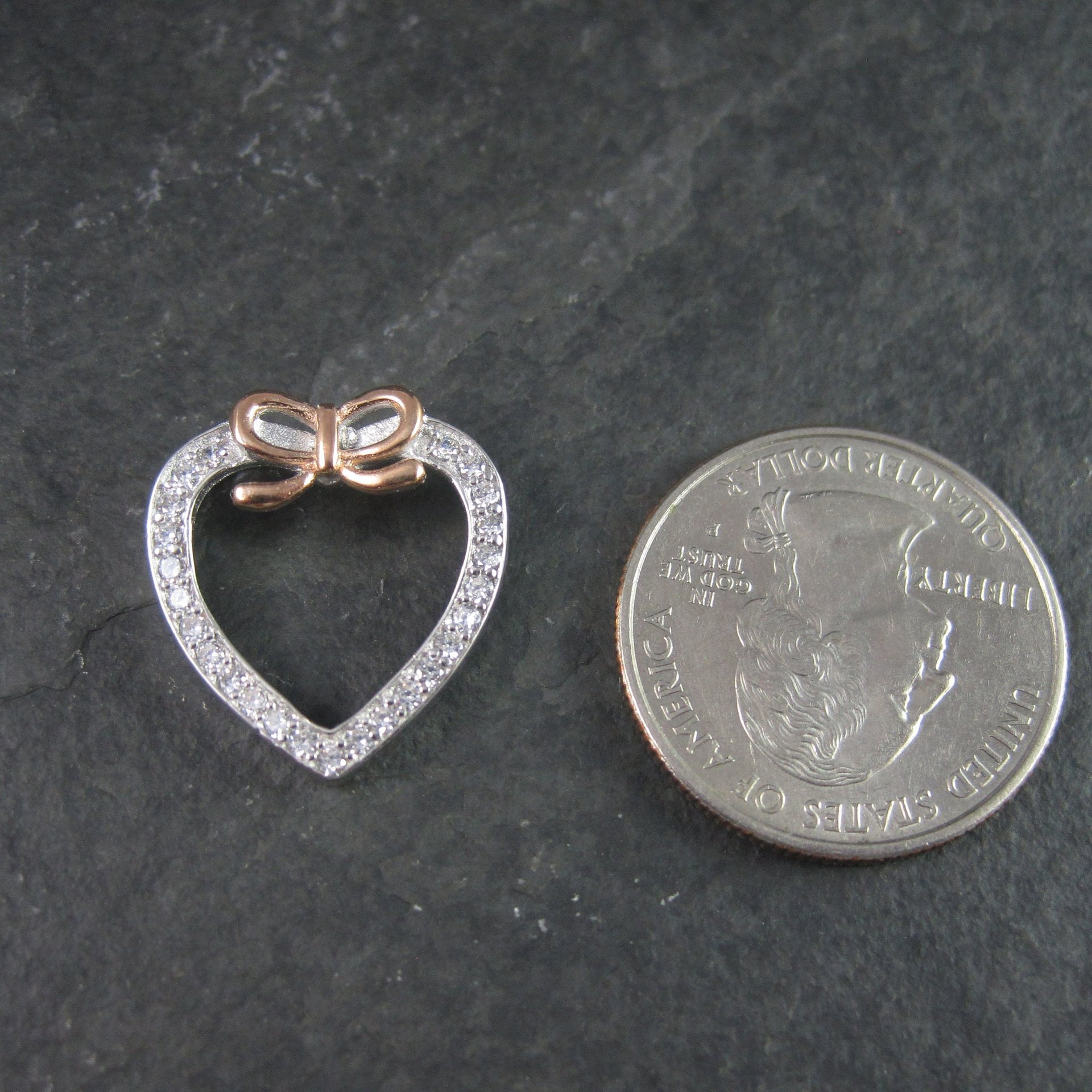 Vintage 90s Sterling Cubic Zirconia Heart Pendant