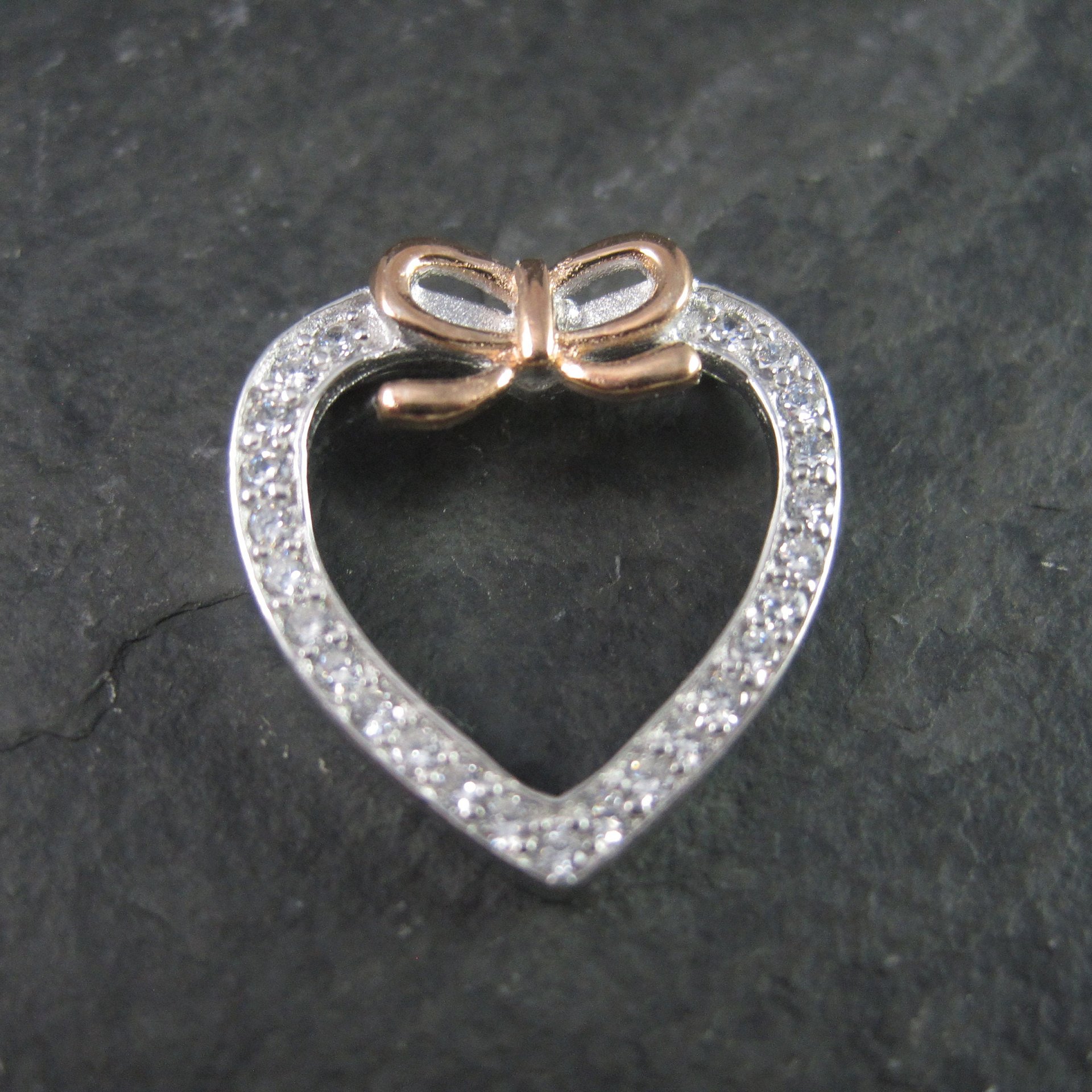 Vintage 90s Sterling Cubic Zirconia Heart Pendant