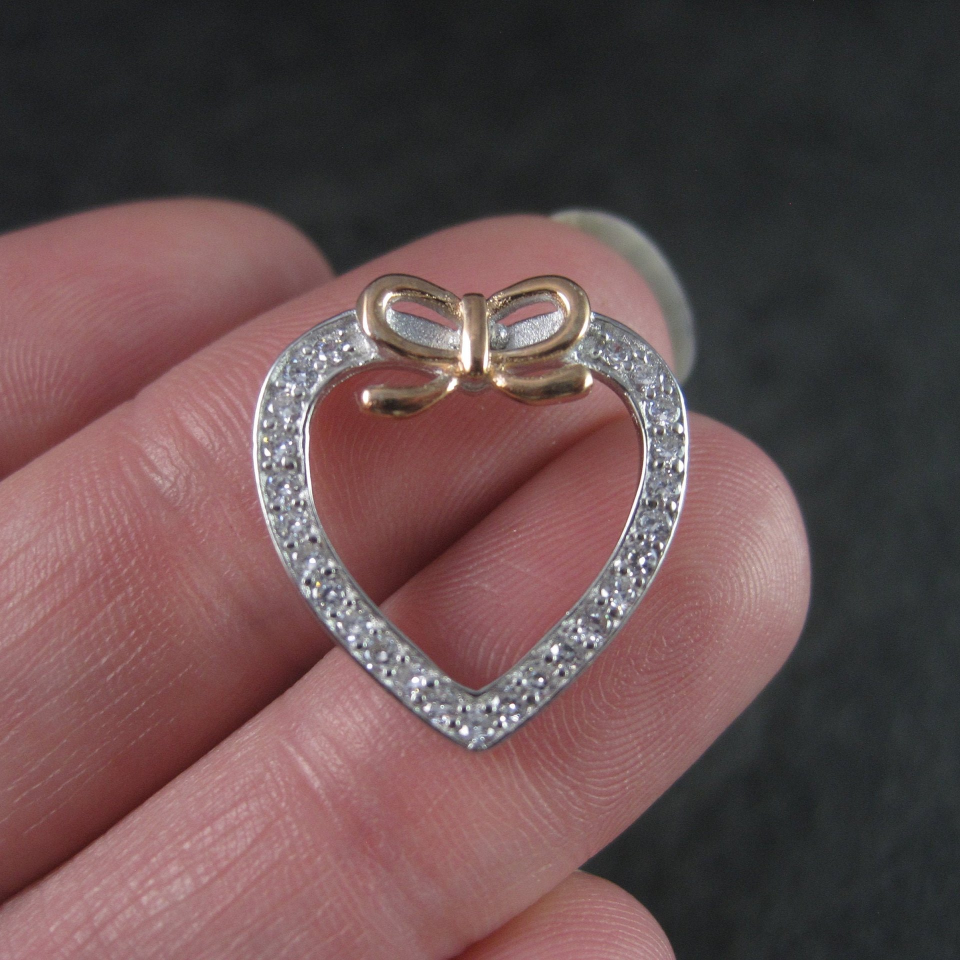 Vintage 90s Sterling Cubic Zirconia Heart Pendant