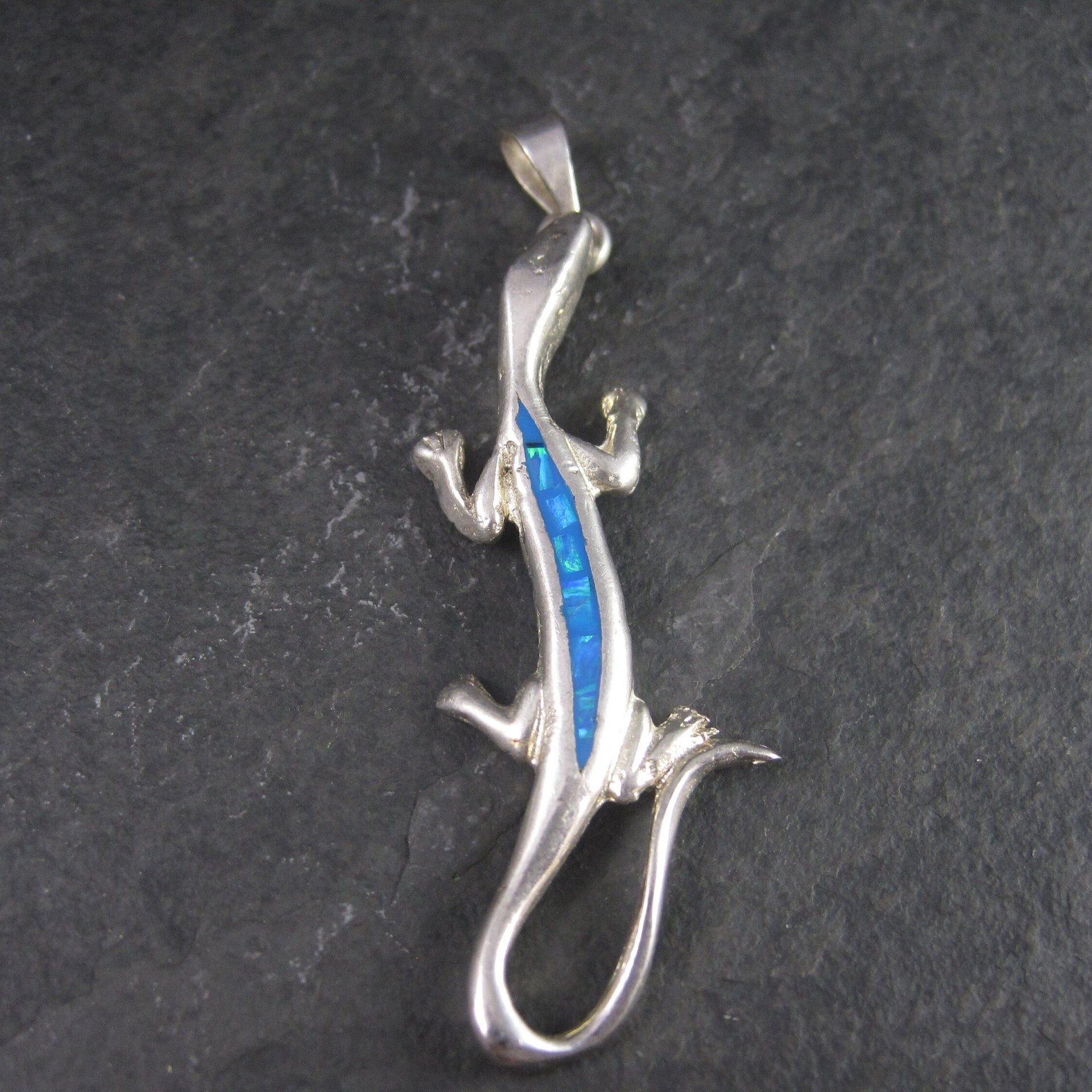 Vintage Mexican Sterling Inlay Salamander Pendant