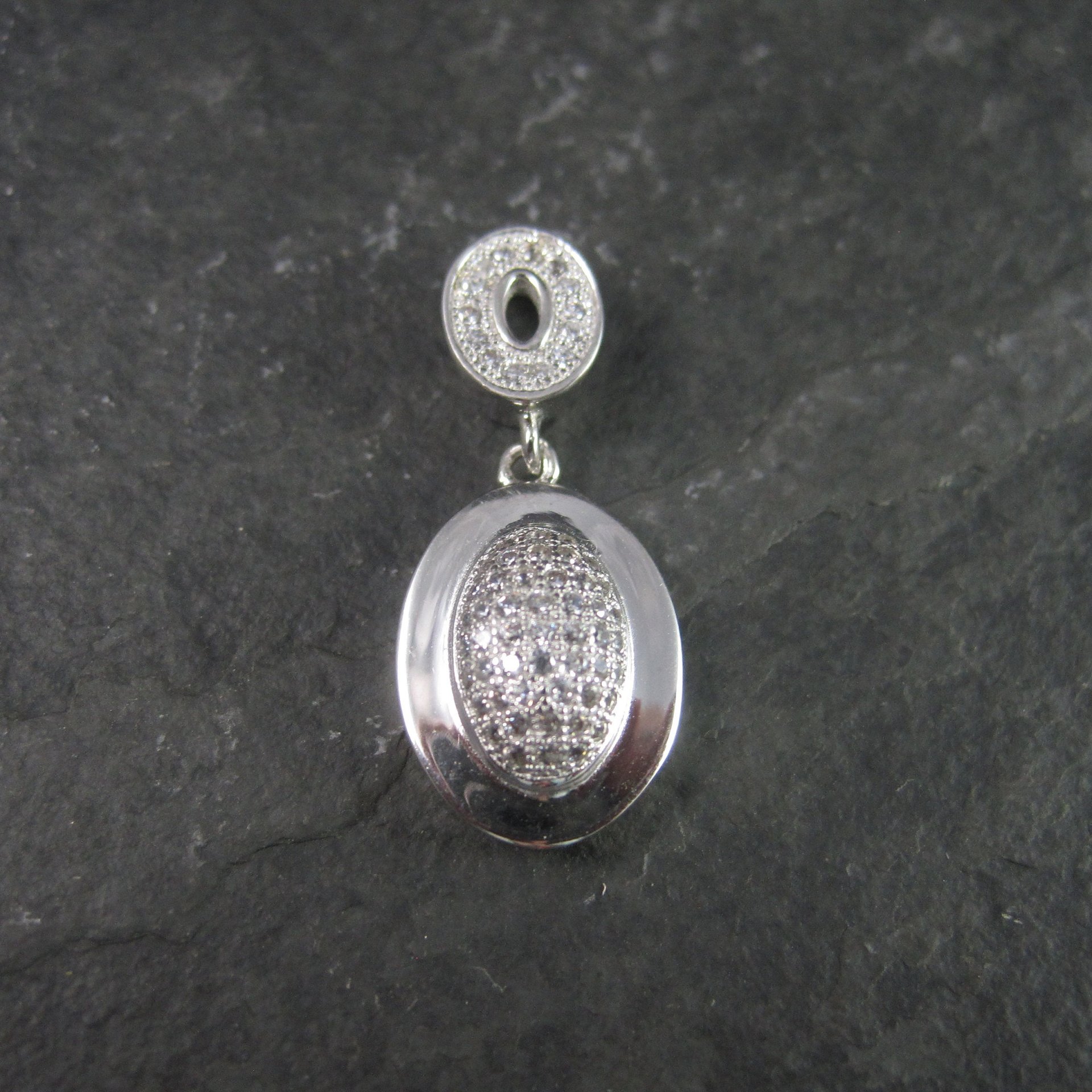 Vintage Sterling Oval Diamond Pendant