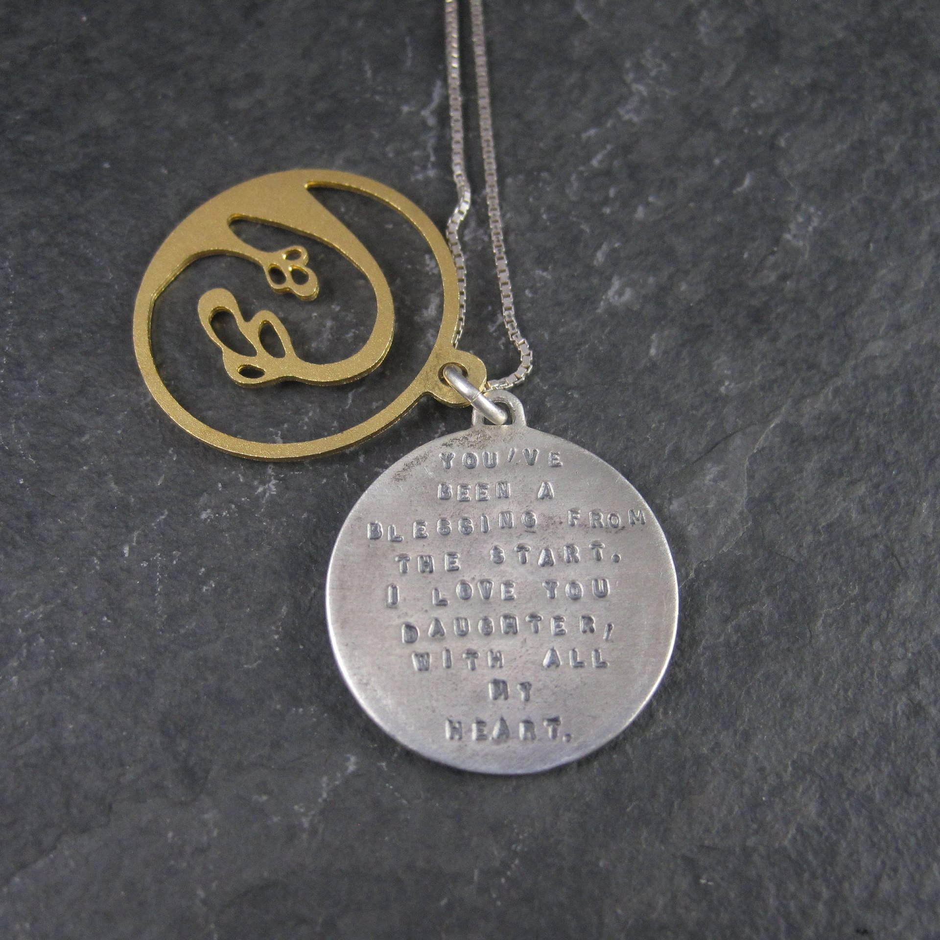 Sterling Silver 22K Blessing Daughter Quote Necklace