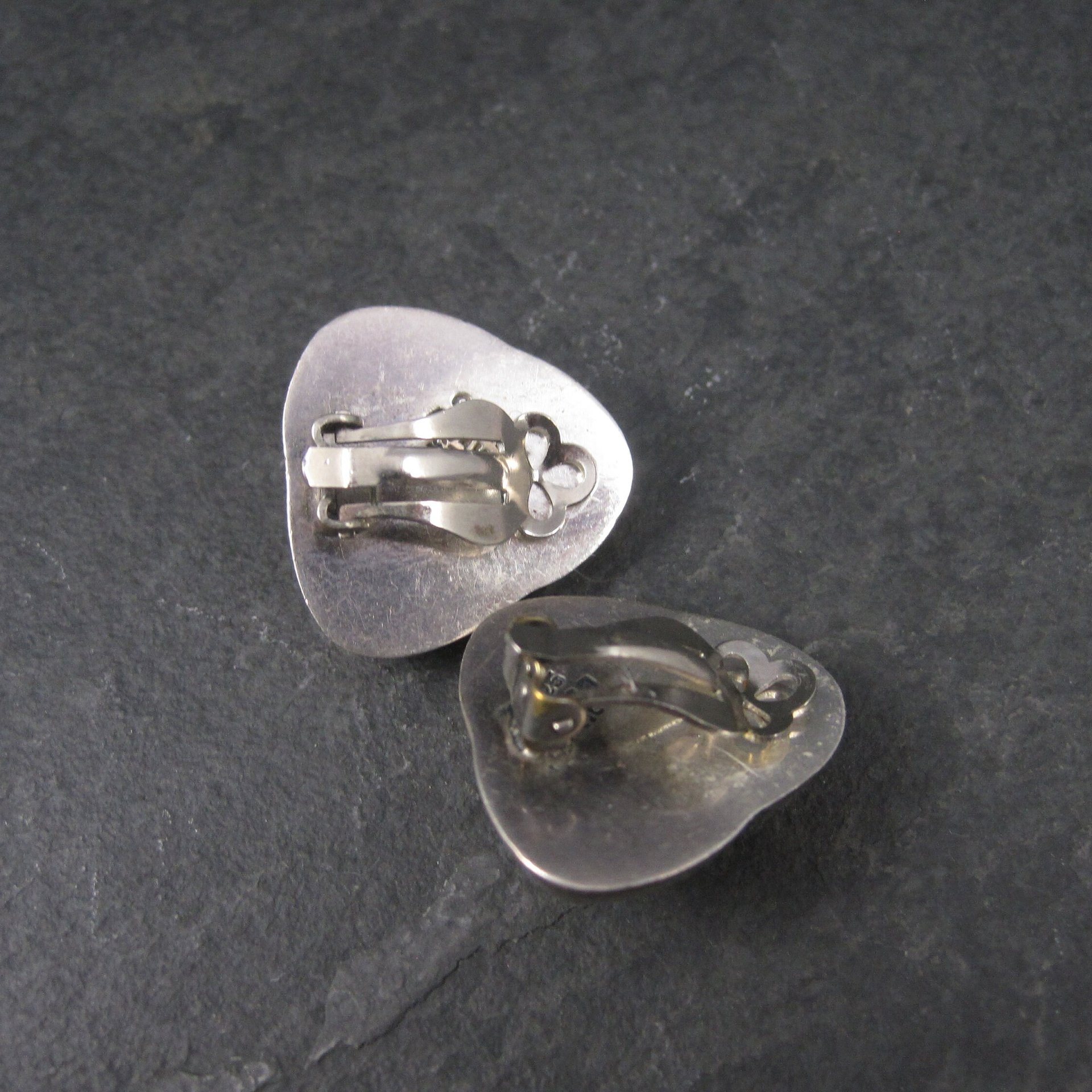 Mexican Sterling Modernist Clip On Earrings