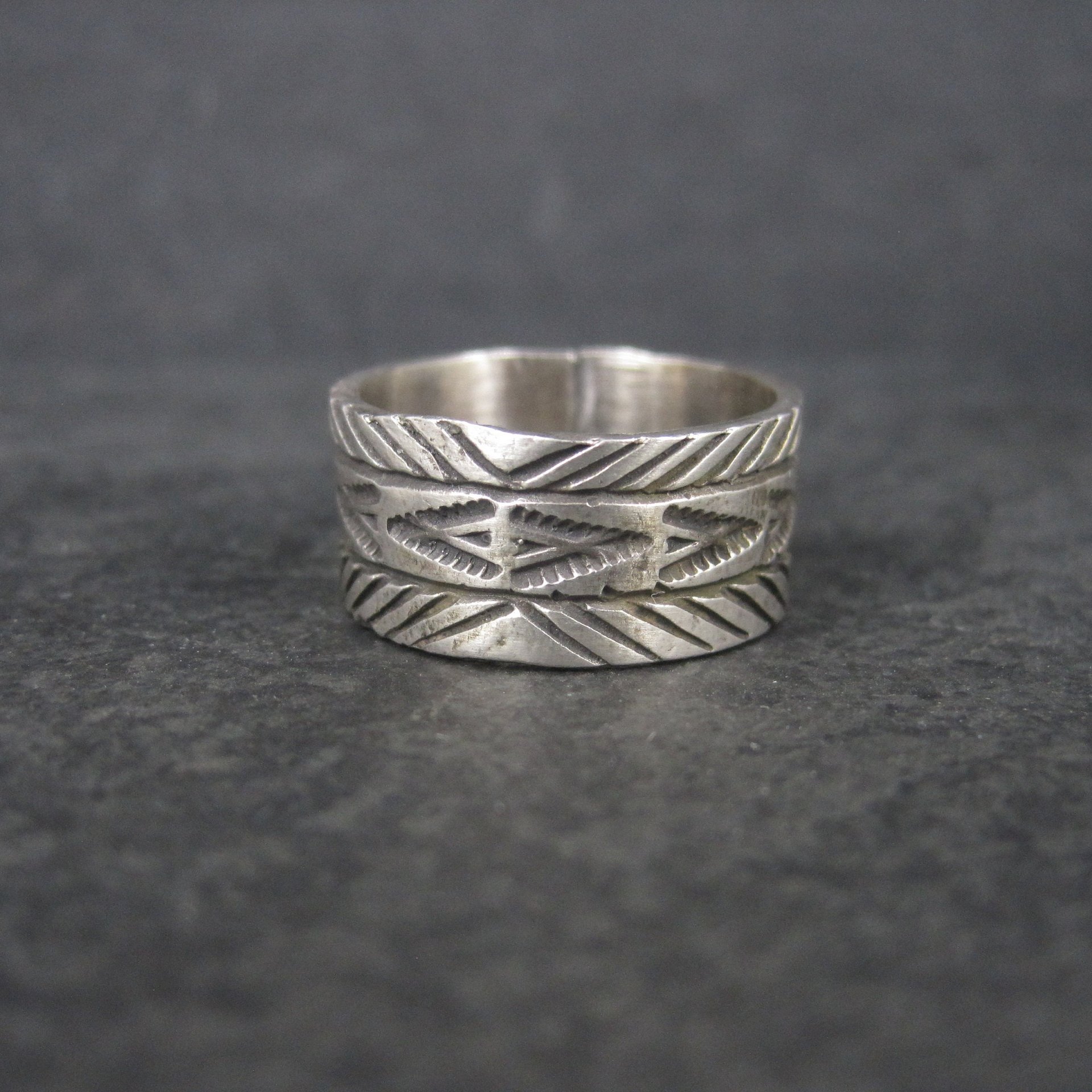 Wide Vintage Southwestern Sterling Band Ring Available in Sizes 8 and 10 Nathan Lovato