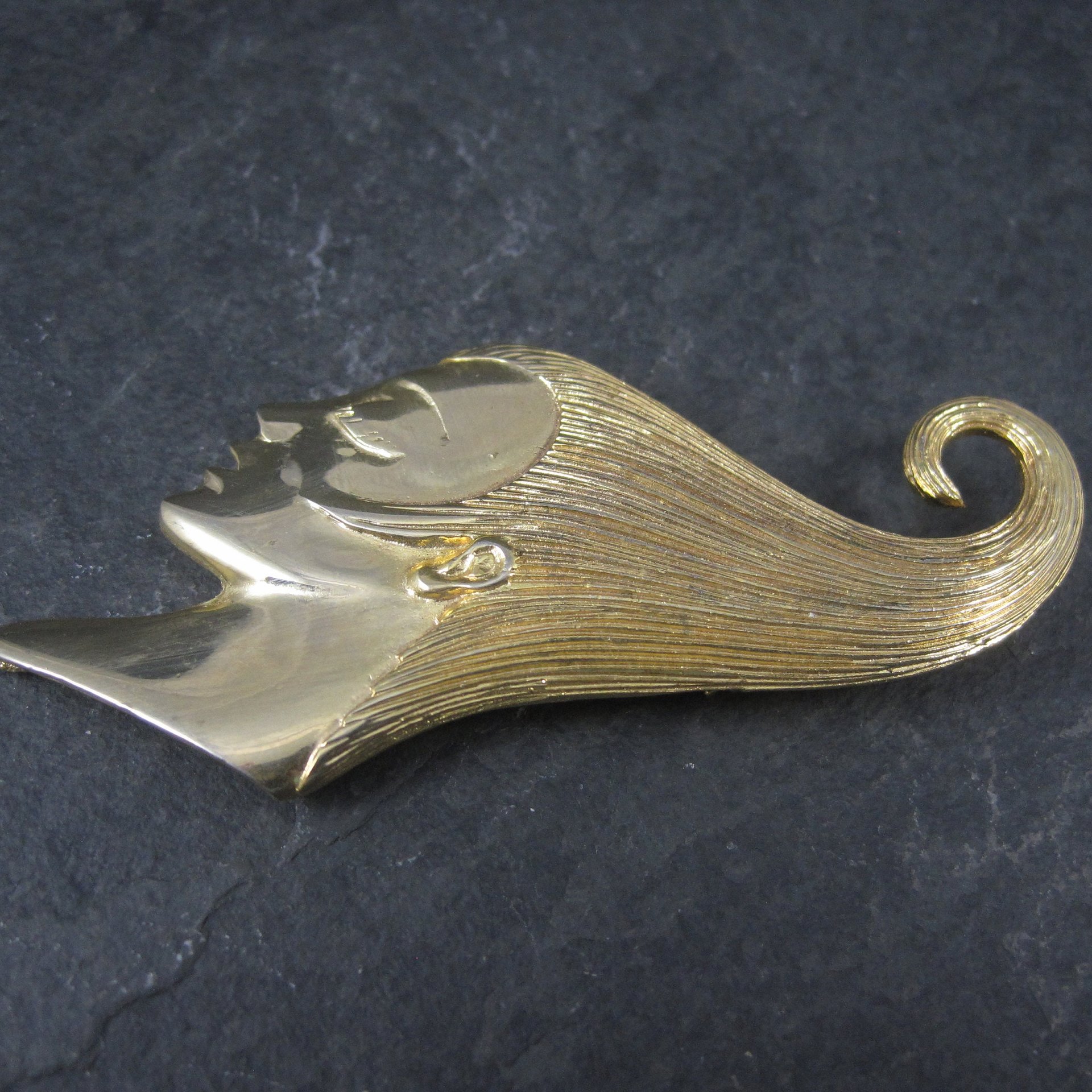 Vintage 80s Art Nouveau Style Lady Brooch MJENT