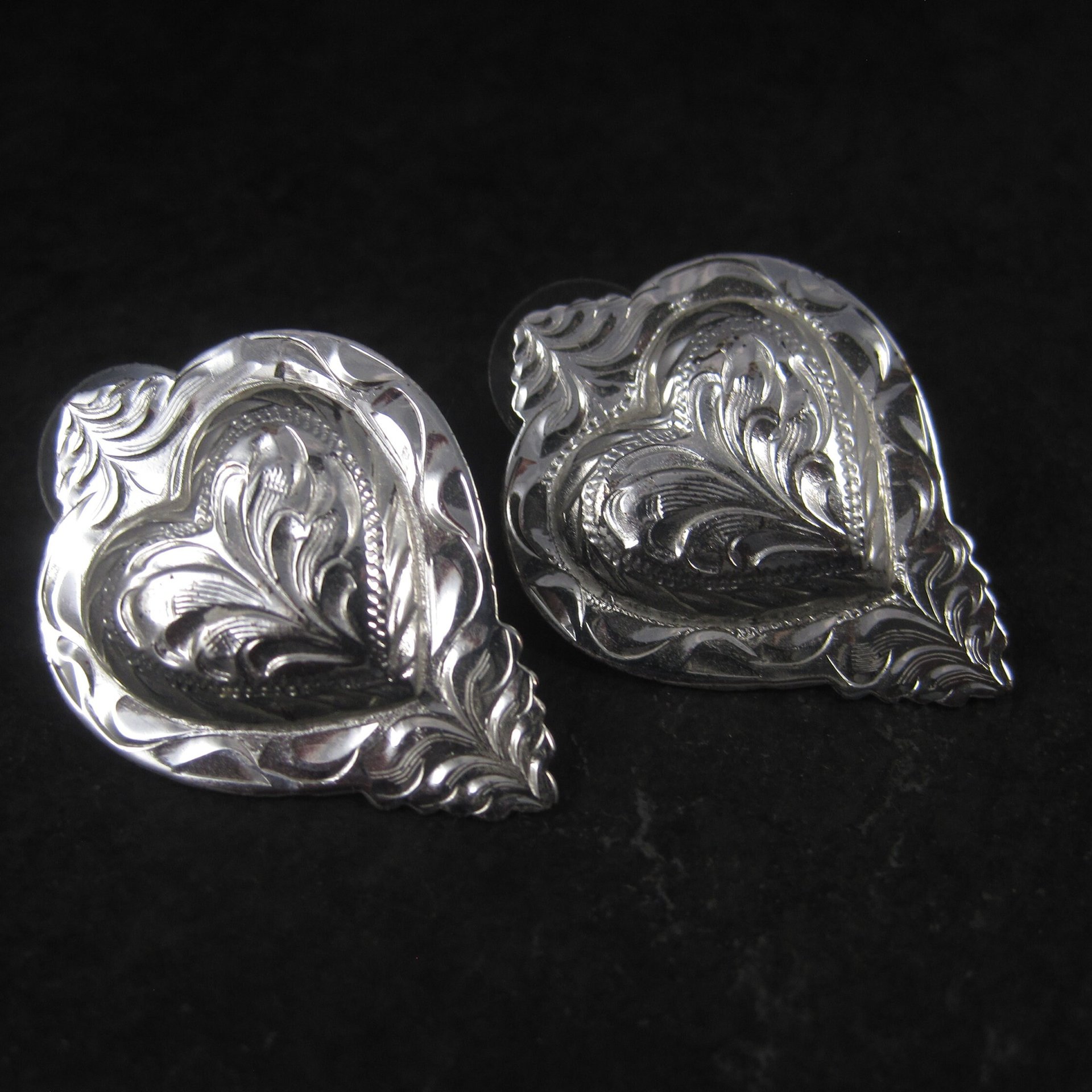 Western Heart Earrings Silver Plated Circle Y of Yokum