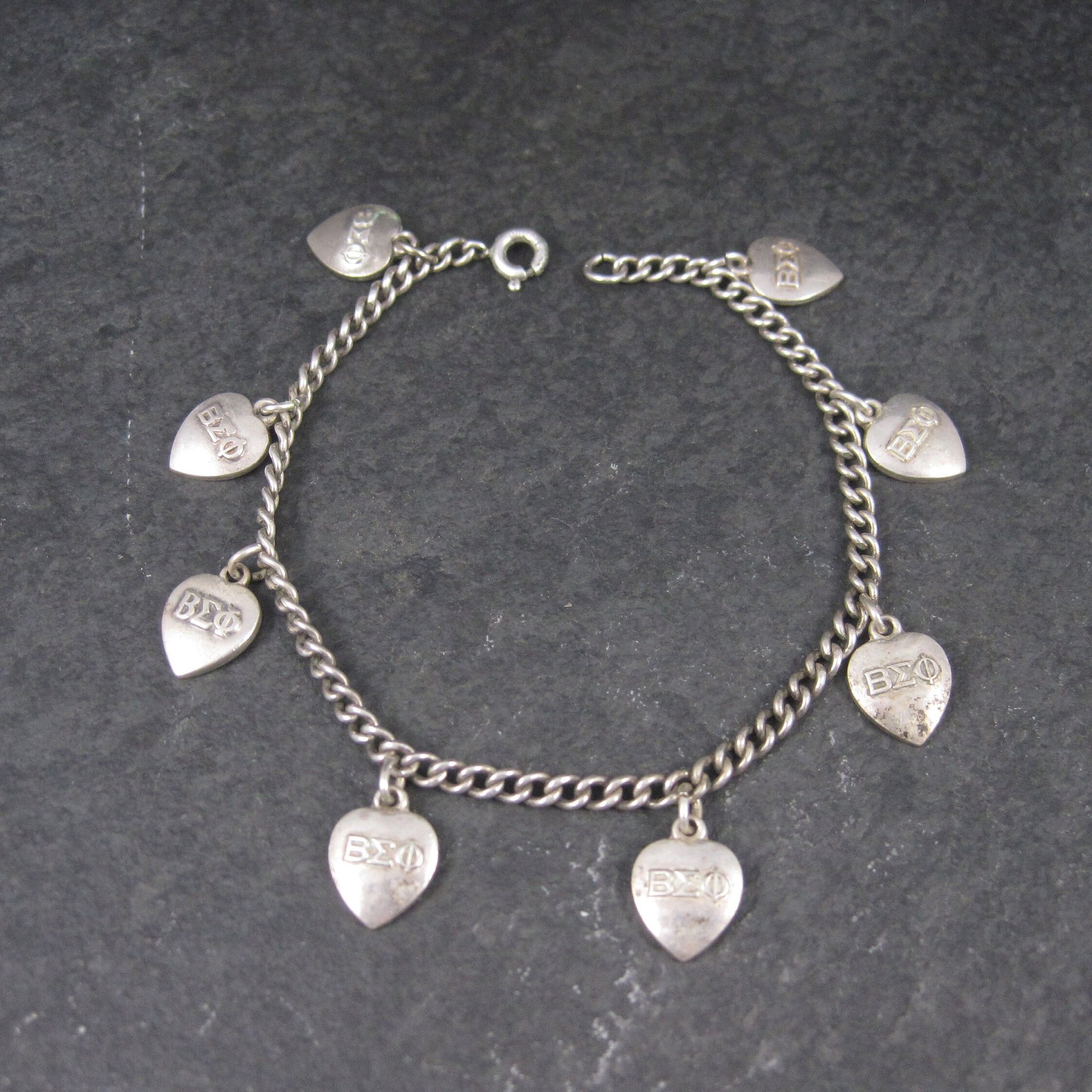Vintage Sterling Beta Sigma Phi Charm Bracelet 1951-1958