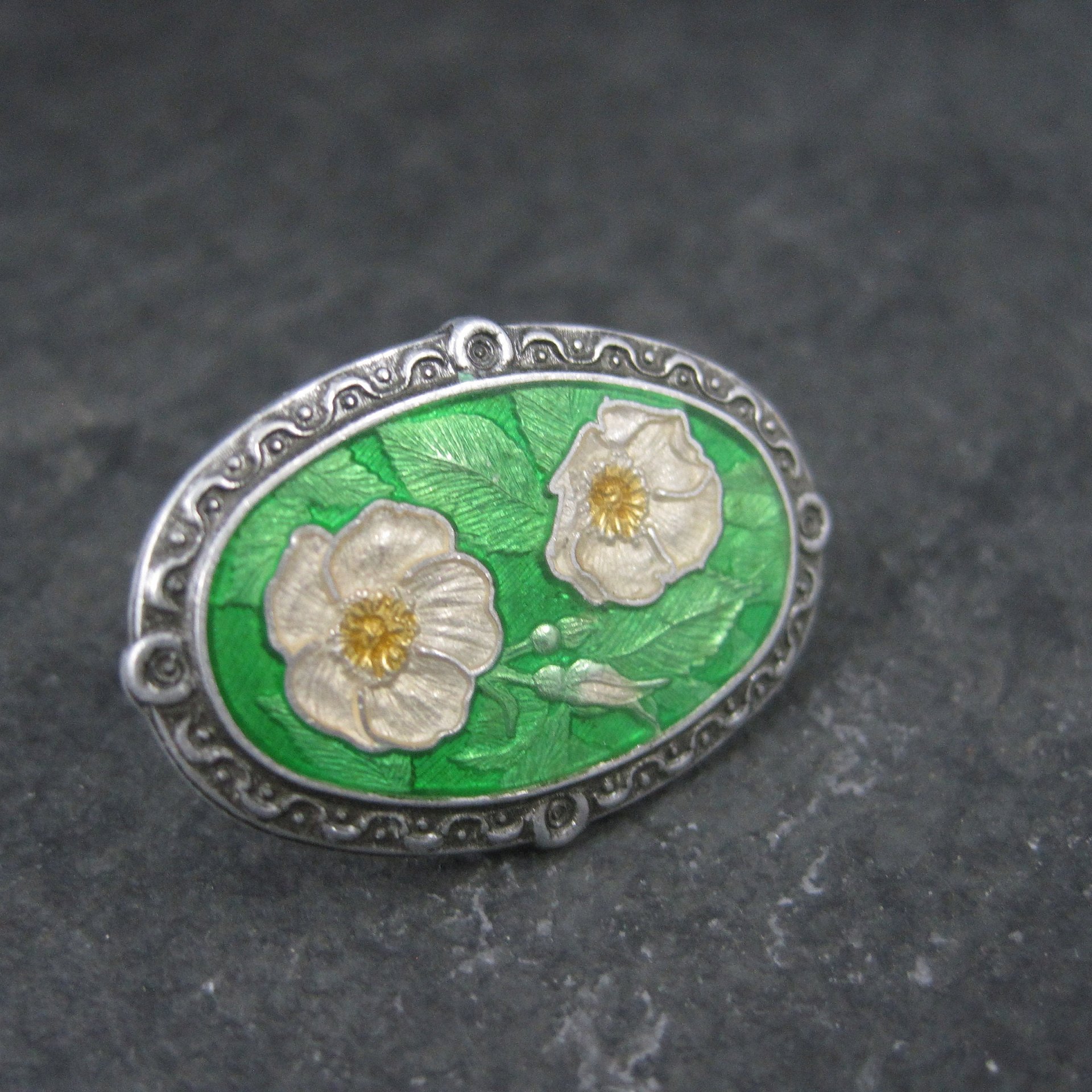 Vintage Enamel Floral Lapel Pin J&W Canada