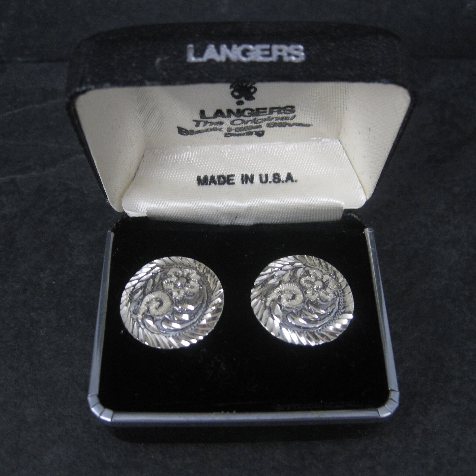 Vintage Langers Black Hills Sterling Silver Circle Flower Earrings