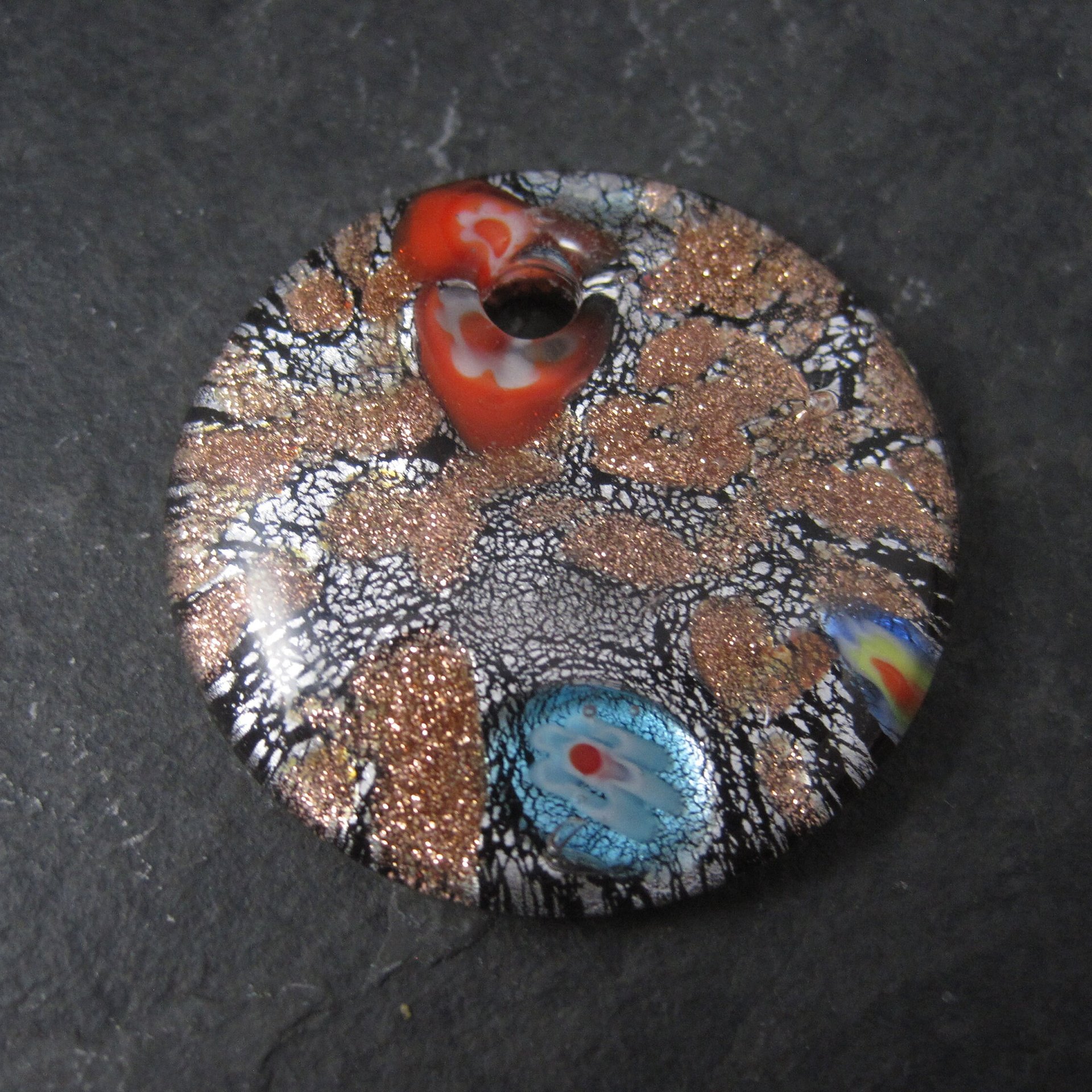 Round Murano Style Art Glass Pendant Focal