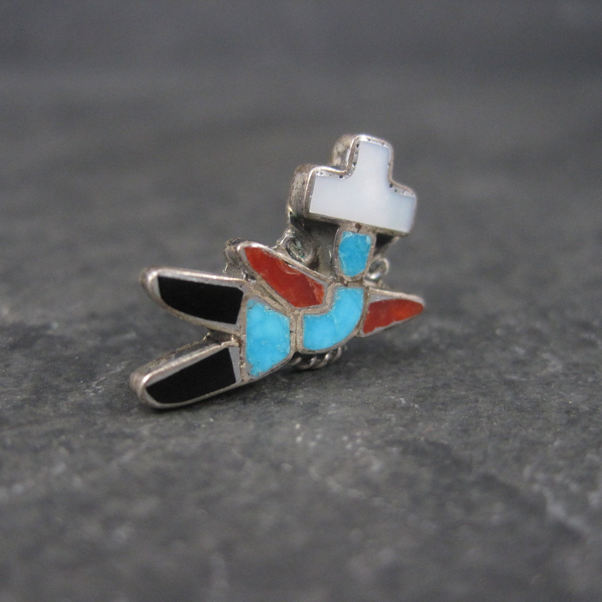 Vintage Southwestern Sterling Inlay Yei Tie Tack