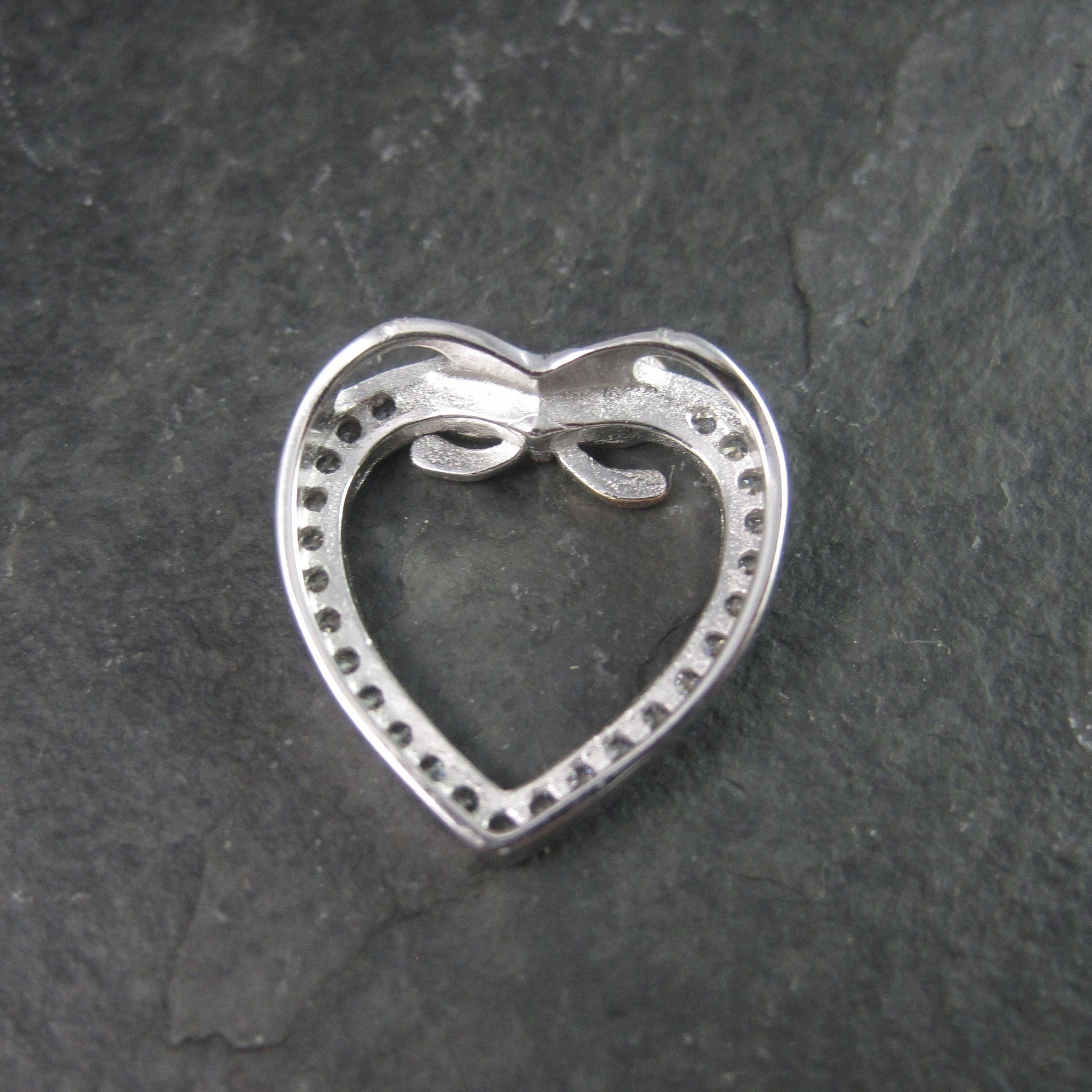 Vintage 90s Sterling Cubic Zirconia Heart Pendant