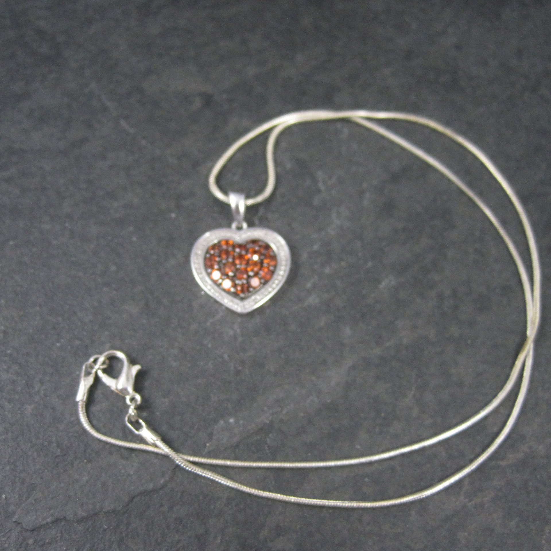 Sterling Madeira Citrine Diamond Heart Pendant Necklace