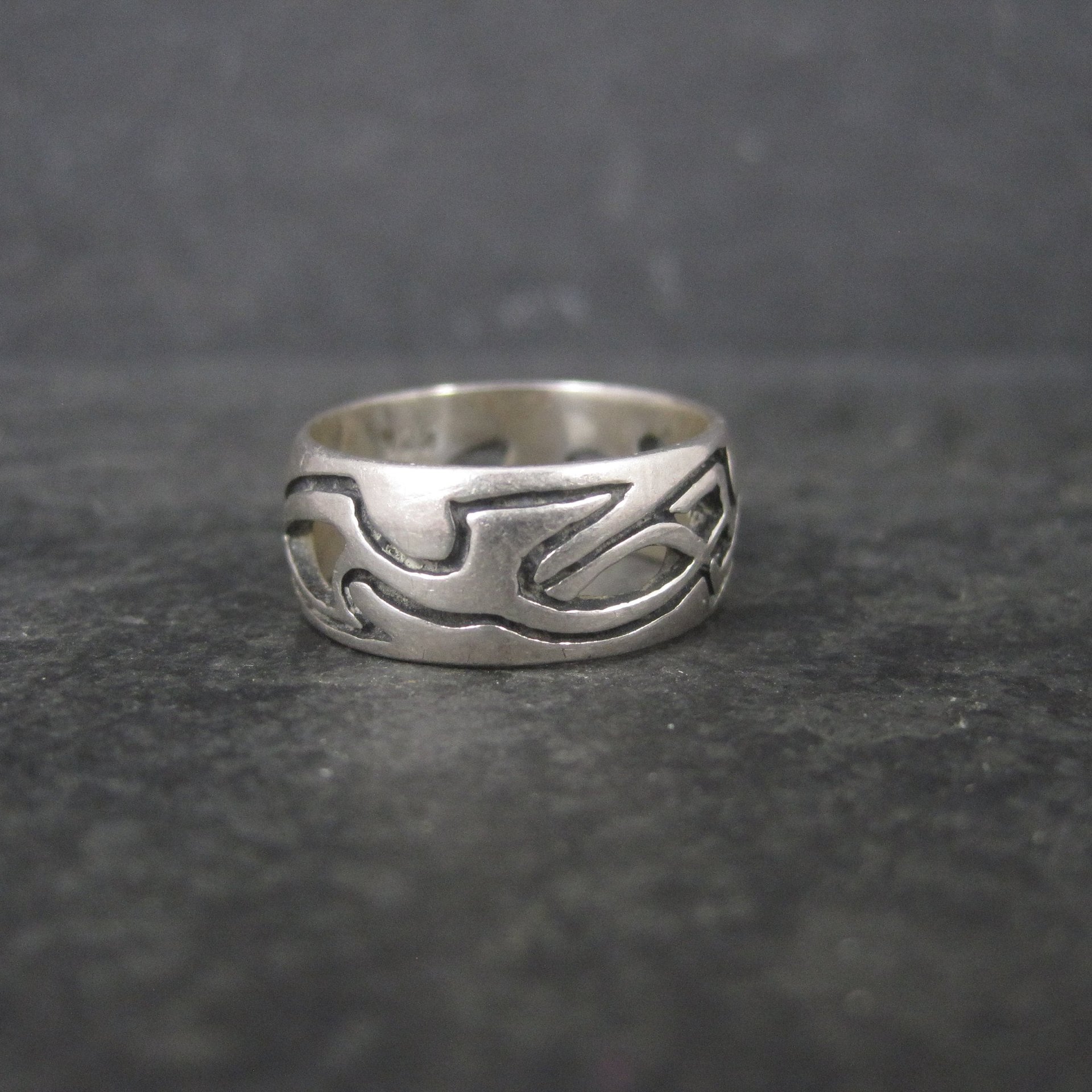 Vintage 90s Sterling Norse Viking Band Ring Size 6