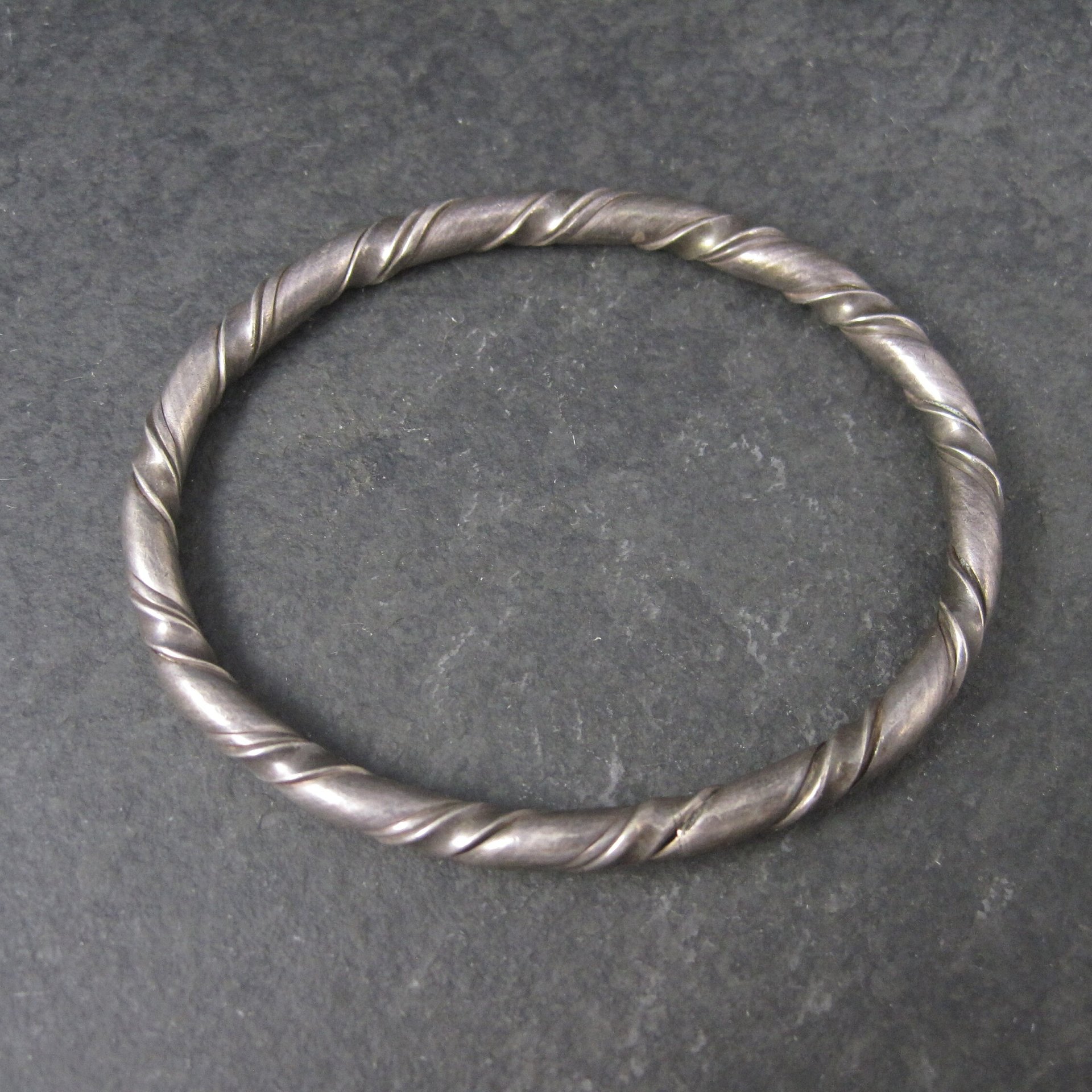 Vintage Sterling Twisted Bangle Bracelet 6.5 Inches