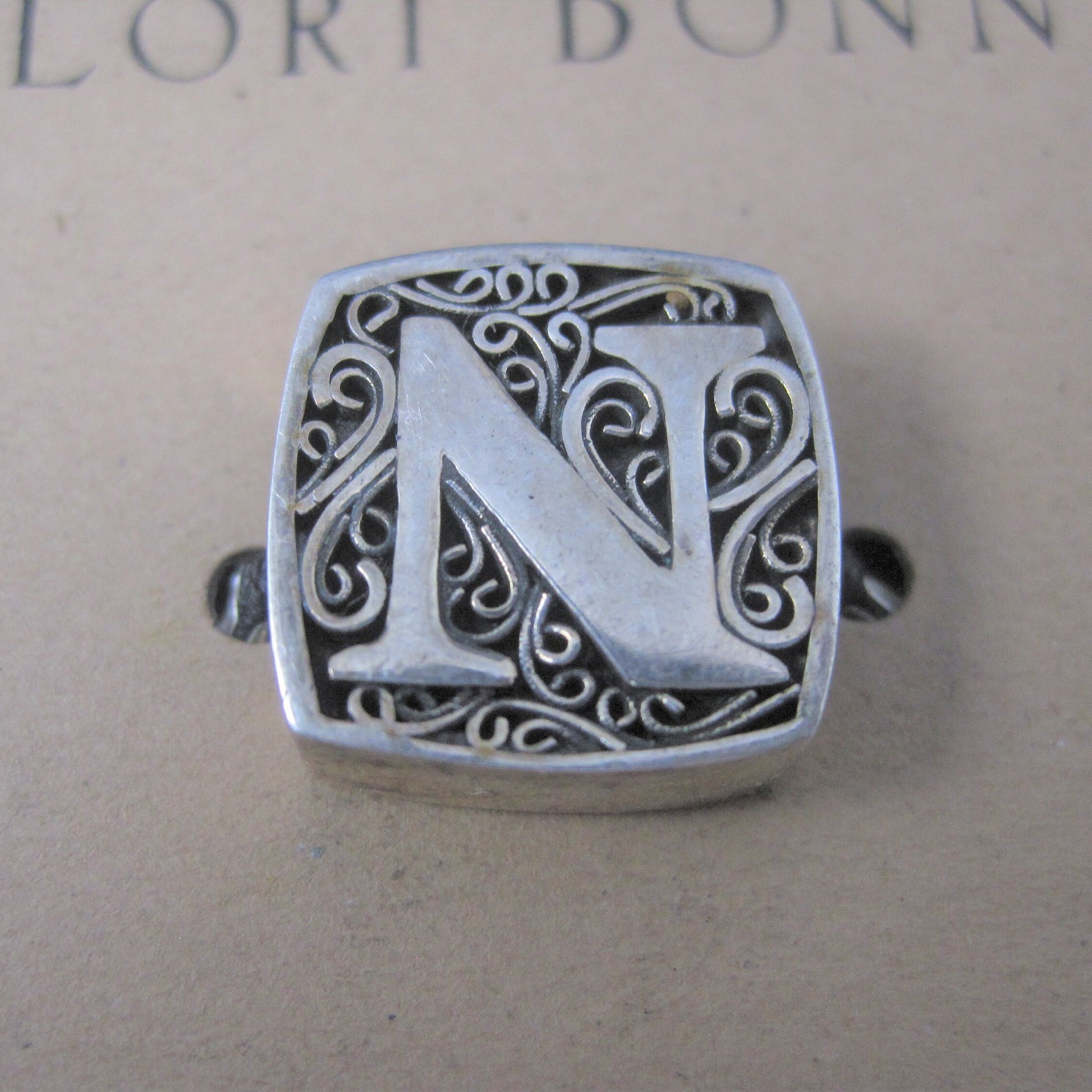 Lori Bonn Sterling Silver Love Letter Initial N Slide Charm